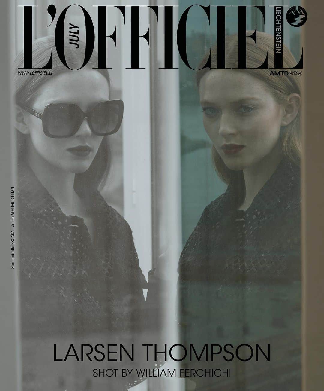 Larsen Thompsonのインスタグラム：「Through the window.. @larsenthompson exclusive for @lofficielliechtenstein july Coverstory wearing sunglasses by @escadaofficial @derigo_official  Find the full story and interview on www.lofficiel.li Shot by @williamferchichi  Stylist @lizzyrosenberg Hair @mark.alan.hair Makeup @rennobuko Light Technician @aidan.at Styling Assistant @basiagordon  @artdeptagency @artdeptbeautystyle @bridgeartists @kramerandkramer  #larsenthompson #lofficiel #lofficielliechtenstein #coverstoy #julycover #throughthewindow」