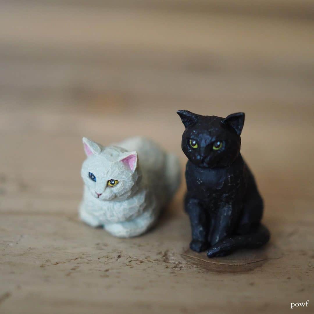 anemone_69のインスタグラム：「. . #はしもとみお さんの #猫の彫刻 #カプセルトイ . . 普段ガチャガチャをすることは そんなにないのだけれど、 夫と買い物中にふと見つけ、 言葉を交わすこともなく お互い財布の中の百円玉を 探し出すーーー . 7月7日に結婚28周年を迎えた 私たちです。 . . 底面見てクスッ。 後ろ姿も愛らしい❤︎ . . .」