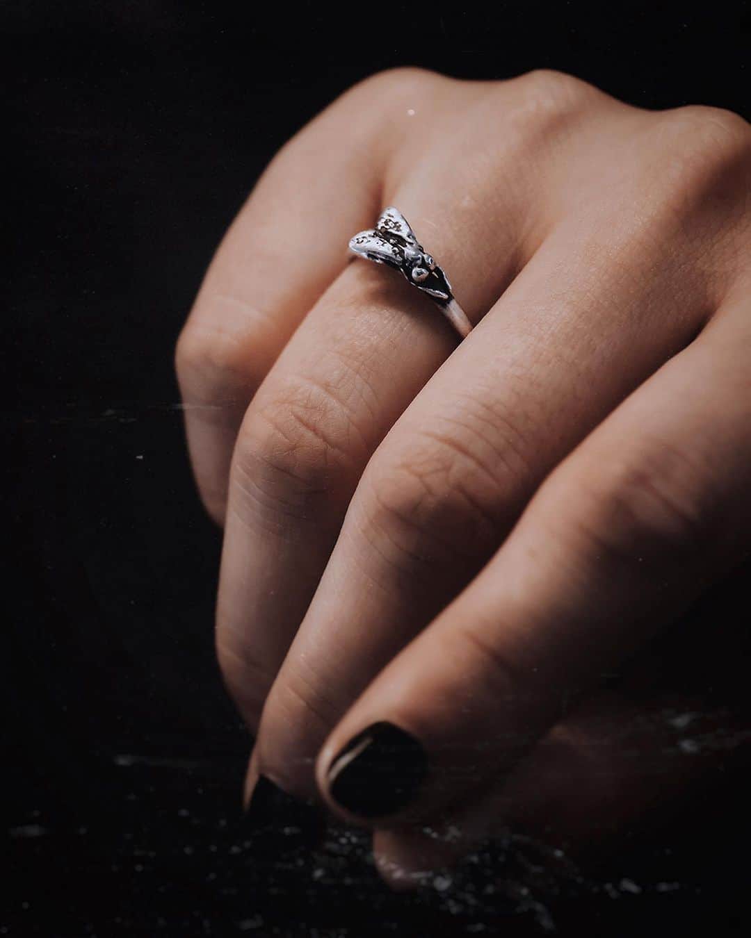 のインスタグラム：「The Fly 🪰 Originally carved in the 1970’s, the Fly is a wonderful example of Alex’s early explorations of dark surrealism… {Tap for Details}  Available in silver + gold  #AlexStreeter #insectlovers #insectjewelry」