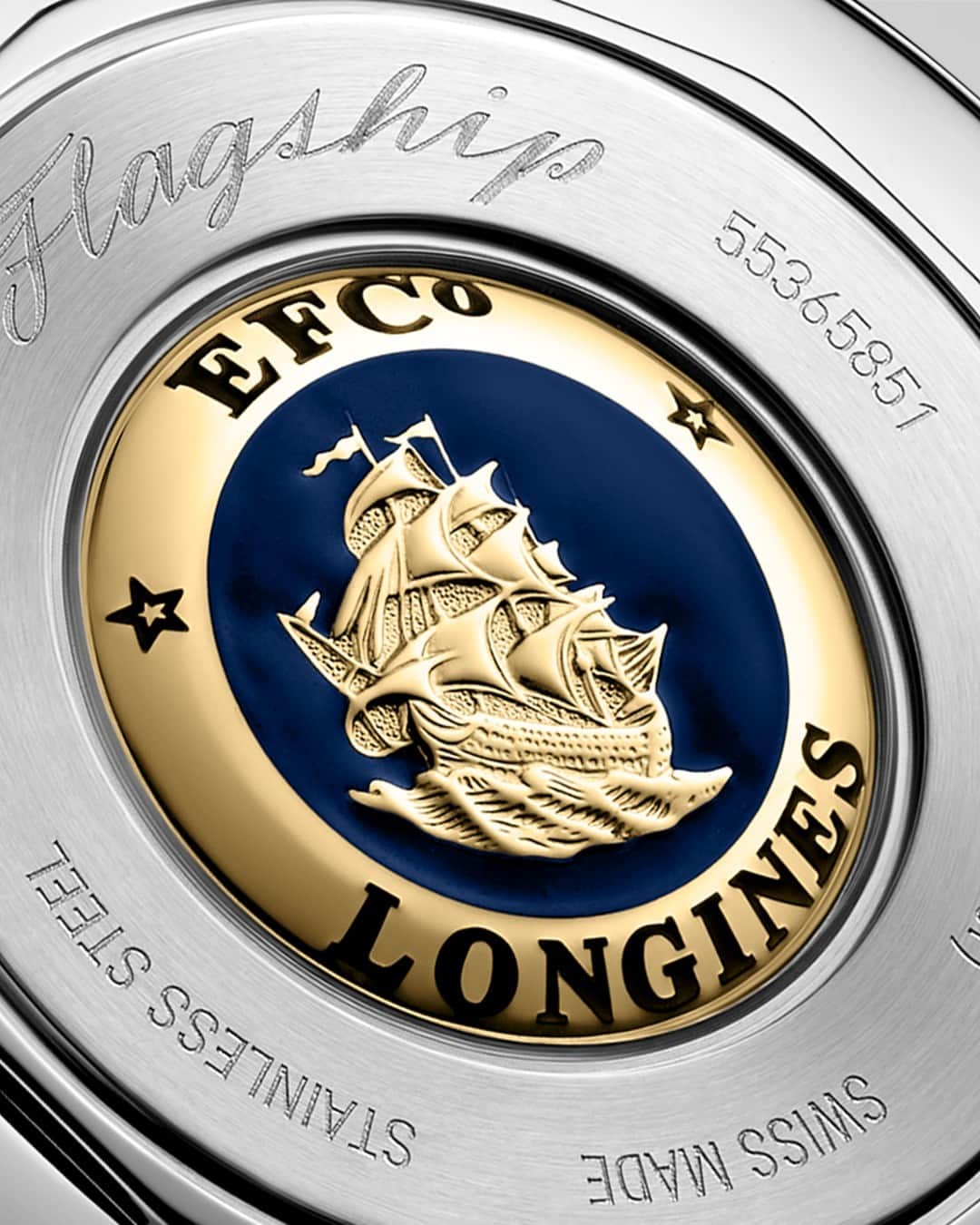 のインスタグラム：「Embrace timeless elegance with the new FLAGSHIP HERITAGE.   This collection features the Flagship Heritage emblem, a graceful caravel on a gold medallion, delicately embossed on the watch’s screw-down back.  #EleganceisanAttitude #FlagshipHeritage #LonginesHeritage」