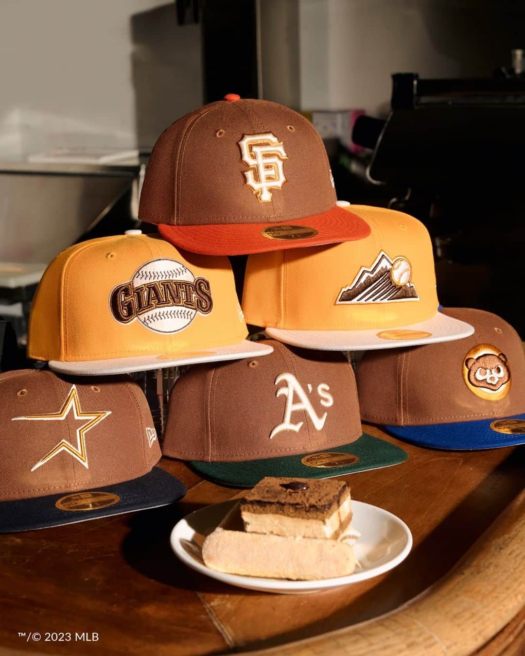 ニューエラ・キャップのインスタグラム：「Make sure you save room for dessert. MLB Tiramisu features multiple headwear and apparel styles inspired by the sweet treat. Check it out now at the link in our bio.」