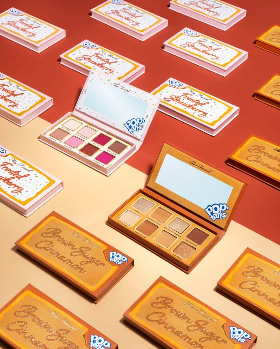Too Facedのインスタグラム：「Tiny Palettes, BIG Vibes ❤ We teamed up with everyone’s fave toaster-ready treat to create two adorable eye shadow palettes! Be sure to grab our Too Faced x @poptartsus Mini Palettes before they’re gone!✨ #toofaced #tfcrueltyfree #TooFacedXPopTarts」
