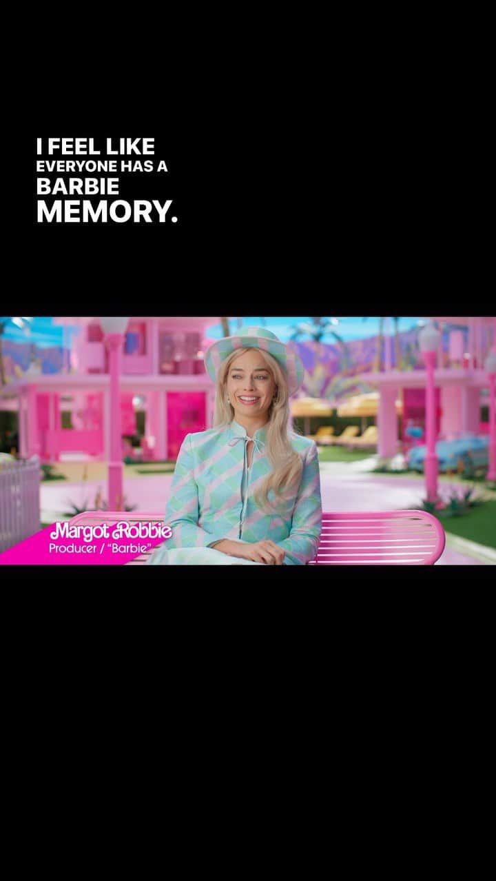 バービーのインスタグラム：「Imagine a world where you can be anything. 💕 That’s Barbie Land! The cast of @barbiethemovie takes us back to where it all began with their earliest #Barbie memories. See the film only in theaters July 21! Previously recorded.」