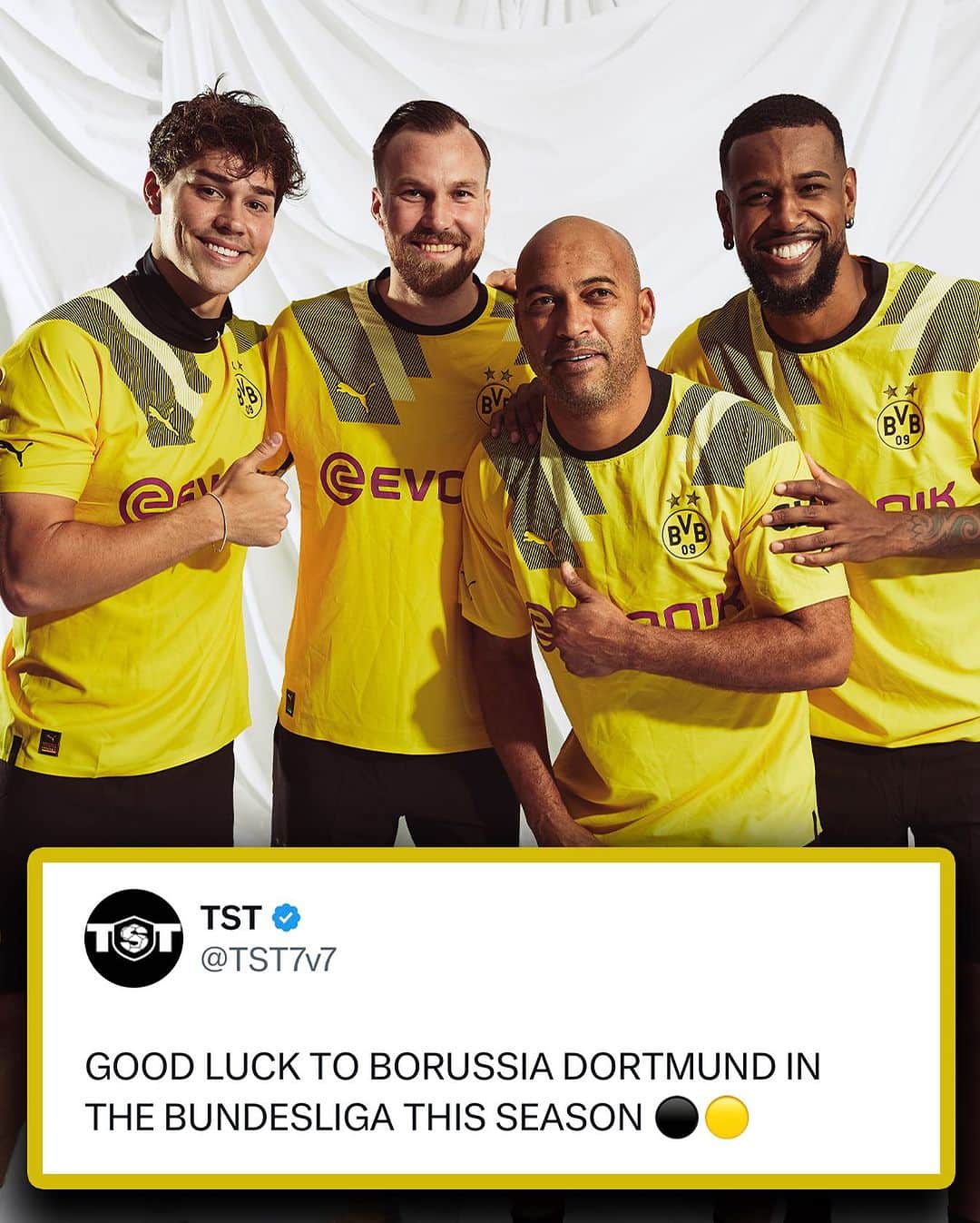 ケヴィン・グロスクロイツのインスタグラム：「Have a great season, @bvb09!  @blackyellow’s first match is this Saturday.  Echte Liebe⚫️🟡」