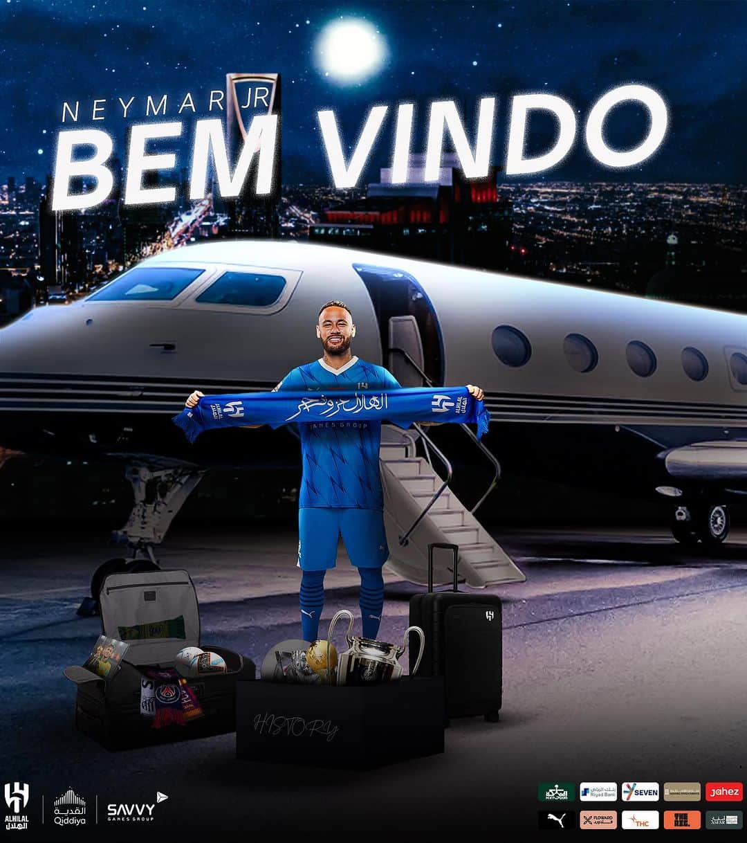 ネイマールのインスタグラム：「.  ‏🔝 التاريخـي.. هـلالي @neymarjr ‬⁩ 🤩💙  ‏⁧‫#نيمار_هلالي‬⁩」