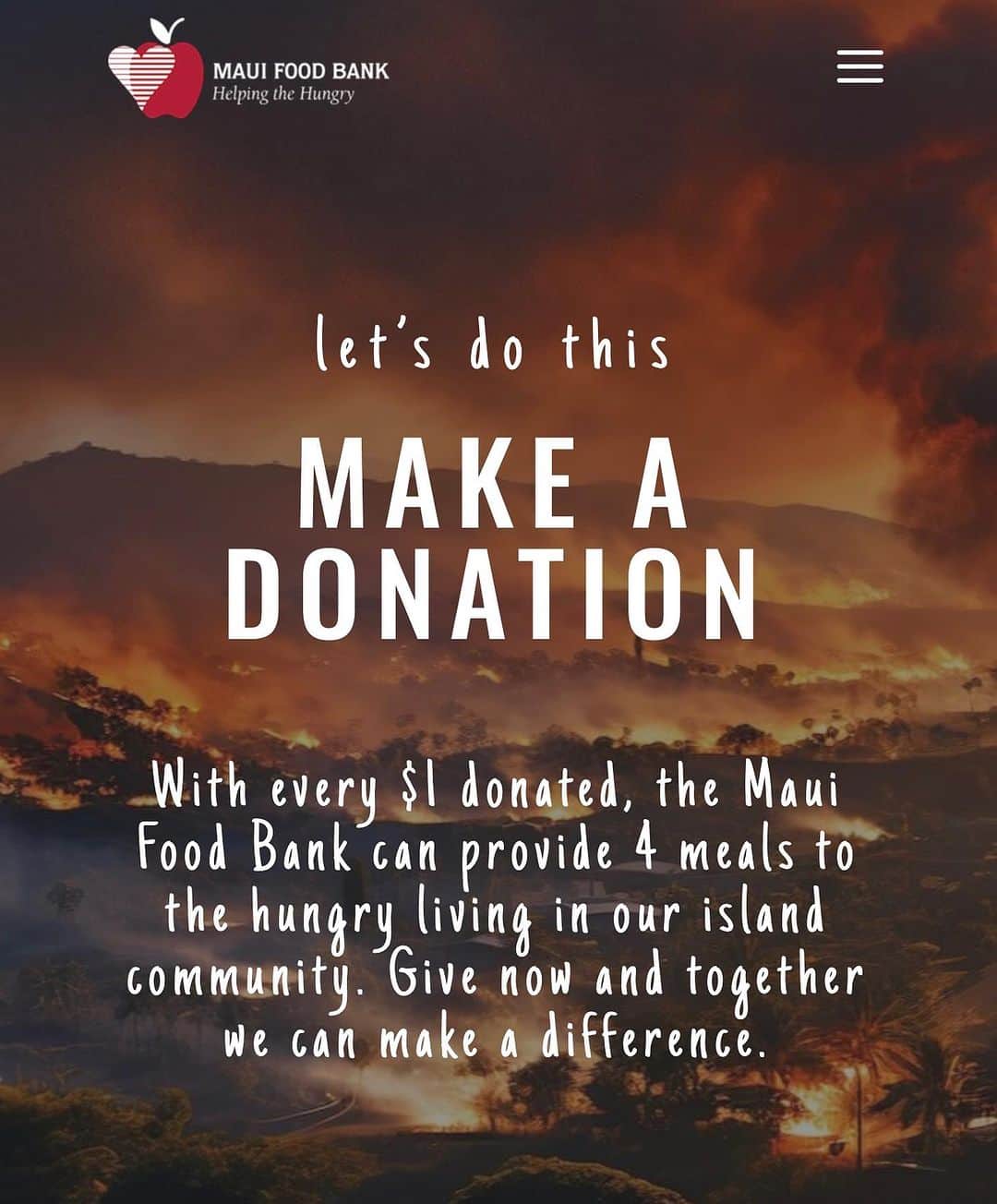 のインスタグラム：「The wildfires and winds that decimated Lahaina have destroyed homes, businesses, and taken the lives of many of our beloved Maui brothers and sisters. Those left to rebuild their lives are in need of our love and generosity. Won’t you please join me and donate now to The Maui Food Bank? @mauifoodbank Link in Bio - Thank you! #mahalo #maui #Lahaina #prayersformaui」