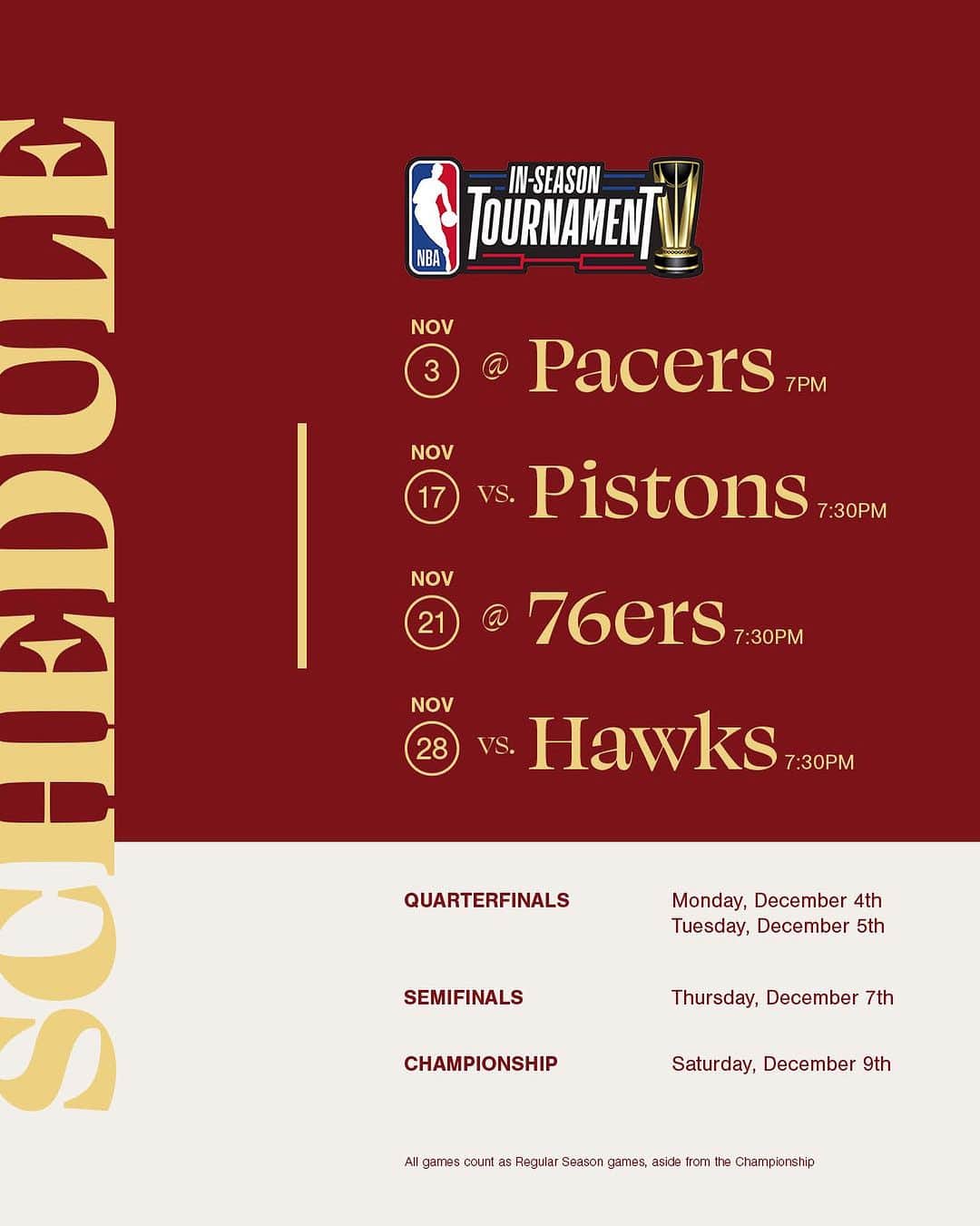 キャブスのインスタグラム：「The @nba In-Season Tournament schedule is set. #LetEmKnow」