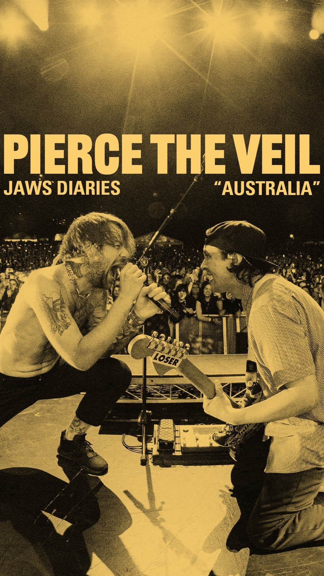 ピアス・ザ・ヴェイルのインスタグラム：「We had a gut feeling that returning to Australia after 7 years was going to be electric but nothing could have prepared us for this reaction. Thank you to our beautiful fans down under for inspiring us and reminding us what live music is all about. Love you and see you again soon 🇦🇺  🎥 @v.trvn」