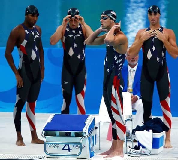 マイケル・フェルプスのインスタグラム：「One of my favorite races😍😍 15 years ago 😳🤪 🇺🇸 4x100 free relay 2008」