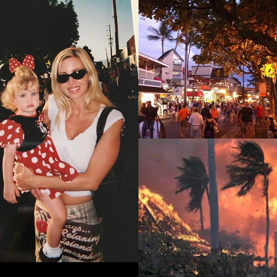 カミール・グラマーのインスタグラム：「I’m heartbroken over the fires on Maui. My thoughts and prayers are with the residents and business owners that have been affected by this tragic event. And those family’s that have lost loved ones 💔🙏😢 Here is a picture of my daughter and I walking along Front Street in Lahaina for the annual Halloween parade. When my children were young, it was always a treat to experience the parade. I can’t believe that Lahaina is destroyed. * ❗️find open shelters on redcross.org, the free Red Cross Emergency app or by calling 1-800-RED CROSS (800-733-2767) and selecting the disaster option. ❗️Maui United Way For those interested in donating to more community-driven organizations, United Way is accepting donations to provide relief to the island’s residents.」