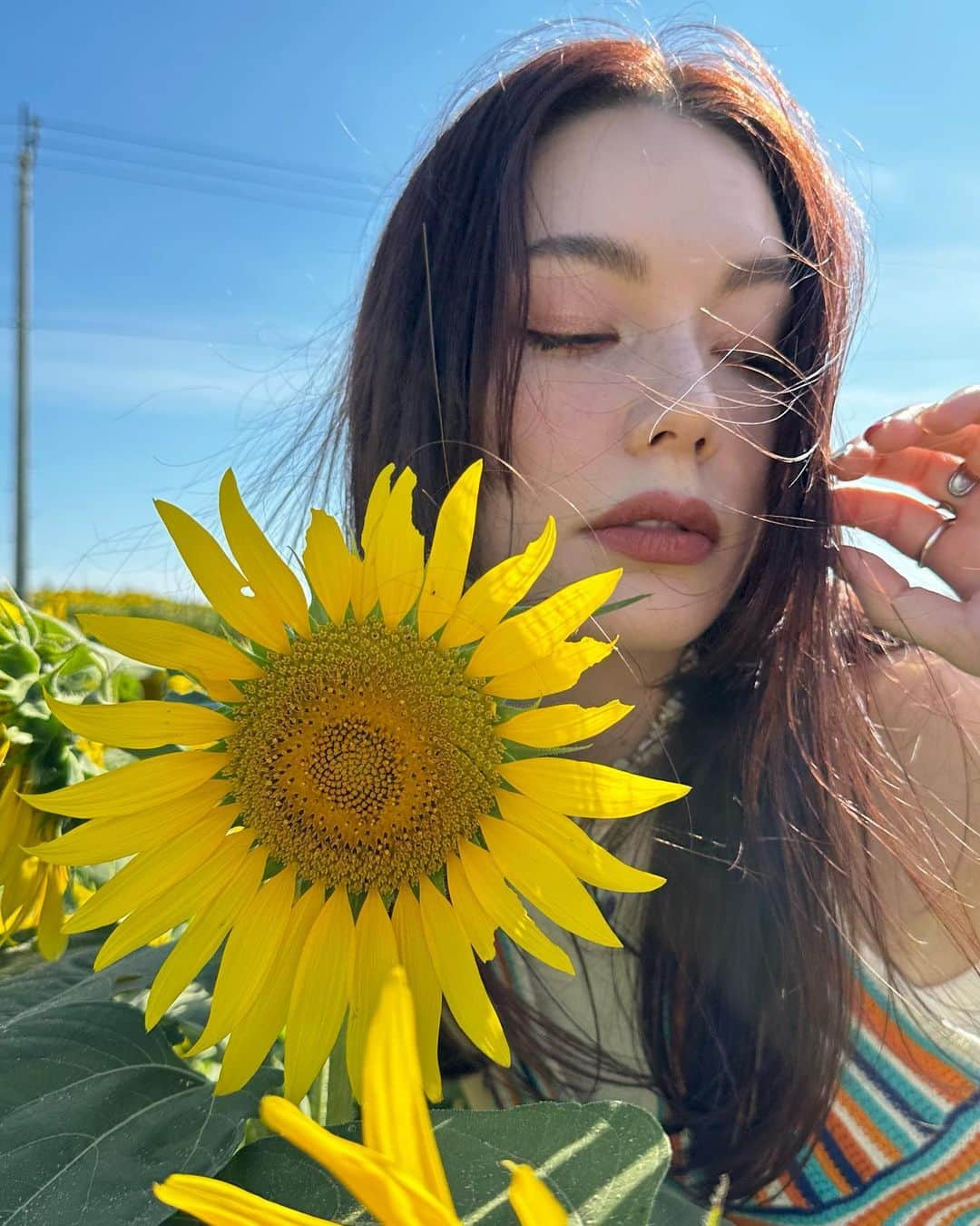 安田レイさんのインスタグラム写真 - (安田レイInstagram)「とても夏っぽい写真撮った🌻  出かける予定は特にないけど スペシャルなヴィンテージのワンピースを2枚買ったから それを着てルンルンするのが私の夏の目標🫣笑  #sunflower #ひまわり #summervibes」8月12日 20時43分 - yasudarei