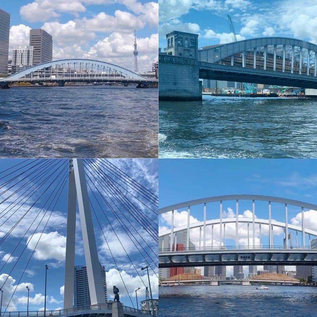 いかりさとみさんのインスタグラム写真 - (いかりさとみInstagram)「船で隅田川にかかる橋を見上げてきました！  帰って撮った写真を見返すと橋だらけで思わず苦笑いしてしまいました！  夏の暑い日に友人と、都会の喧騒を忘れるようなことしよう、と企画した隅田川クルーズ。初めてのクルーズだった友人にも、東京に住んでいる私にも同じように新しい発見があって楽しめました♪ 　 　 　 #隅田川クルーズ#橋 #浅草 #プチ船旅 #rivercruise #bridge #river #asakusa #tokyo」8月12日 19時44分 - satomi_ikari