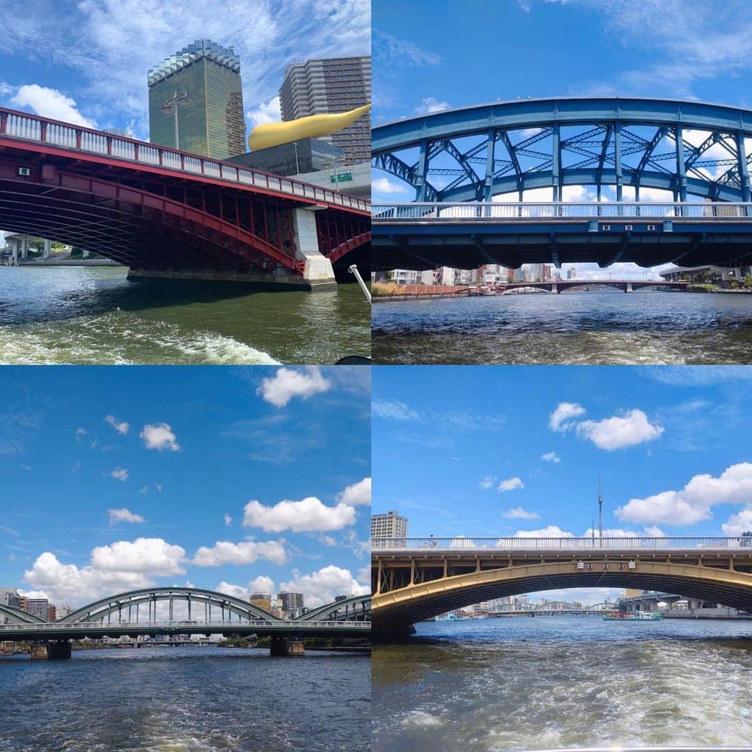 いかりさとみさんのインスタグラム写真 - (いかりさとみInstagram)「船で隅田川にかかる橋を見上げてきました！  帰って撮った写真を見返すと橋だらけで思わず苦笑いしてしまいました！  夏の暑い日に友人と、都会の喧騒を忘れるようなことしよう、と企画した隅田川クルーズ。初めてのクルーズだった友人にも、東京に住んでいる私にも同じように新しい発見があって楽しめました♪ 　 　 　 #隅田川クルーズ#橋 #浅草 #プチ船旅 #rivercruise #bridge #river #asakusa #tokyo」8月12日 19時44分 - satomi_ikari