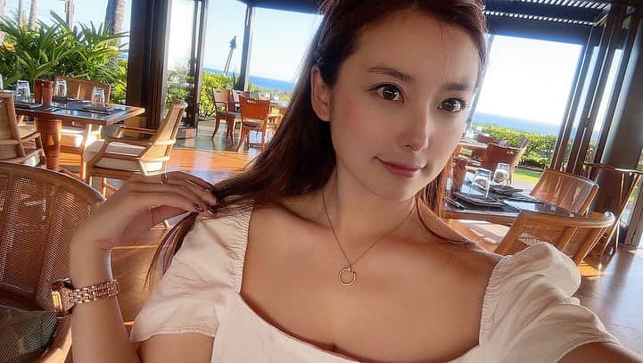 時田愛梨のインスタグラム：「サンセットディナー綺麗だったなぁ✨ 🌋大丈夫かなぁー、、」