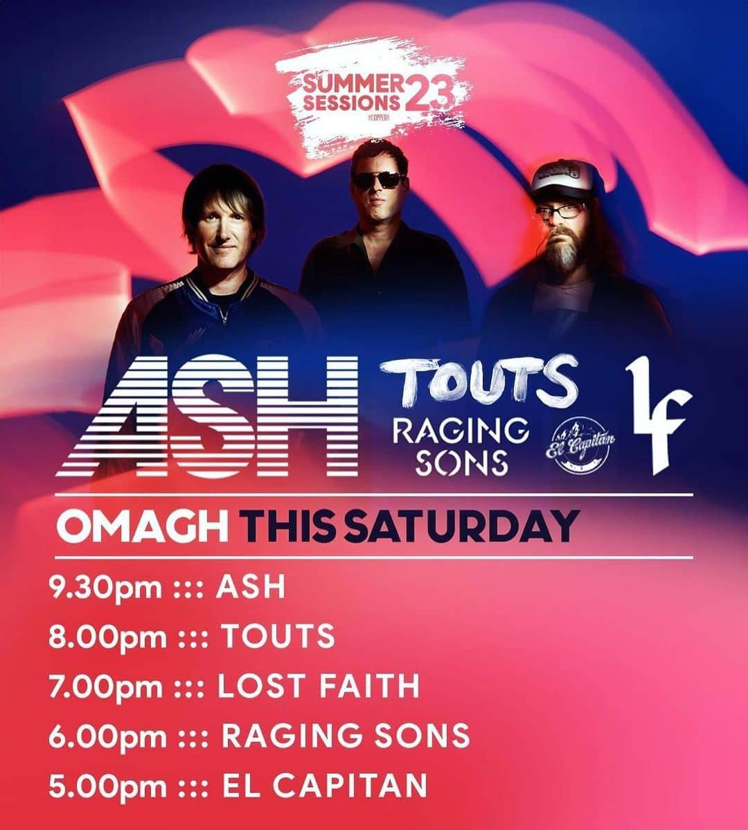 アッシュのインスタグラム：「Stage times for tonight’s outdoor show at @thecoppertapomagh. Is this our first ever show in Tyrone?  #omagh #summersessions」