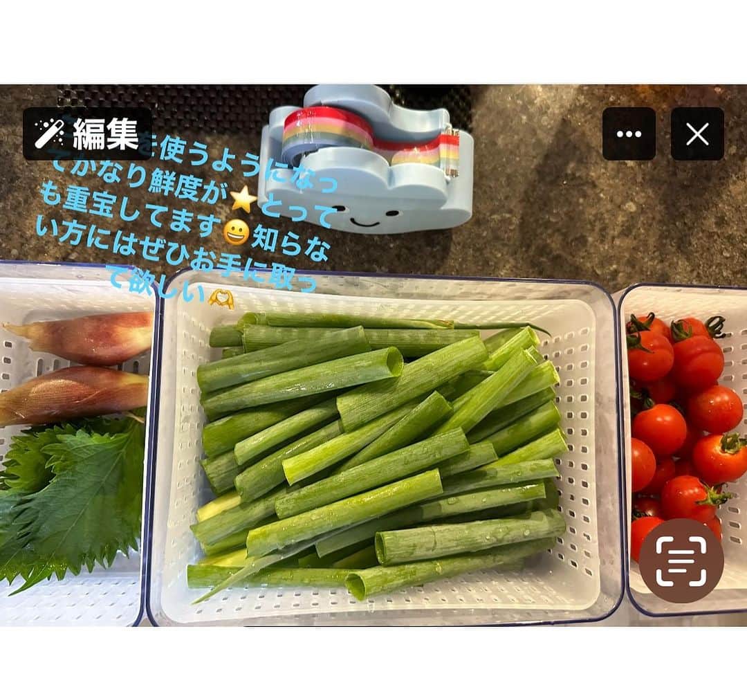 中島史恵さんのインスタグラム写真 - (中島史恵Instagram)「中島史恵❤️おススメグッズ⭐️  大好きな『お味噌汁』に、この時期だと『冷やし中華』や『お素麺⭐️』。お野菜や薬味は必須なアイテムなのですが、こちらに出逢って、本当にお野菜の鮮度が保てる様になってよりお料理が美味しく頂けて感謝😊。  300円ショップの人気アイテムみたいです！まだ使った事ない方には声を大にしておススメしちゃいますぅ（笑）😅🩵。売り切れになってる事も多いので頻繁に覗いてみてね！  #300円ショップにて #お野菜鮮度バッチリ #パッケージもシンプルで😊 ＃中島史恵」8月12日 12時34分 - fumielove0614