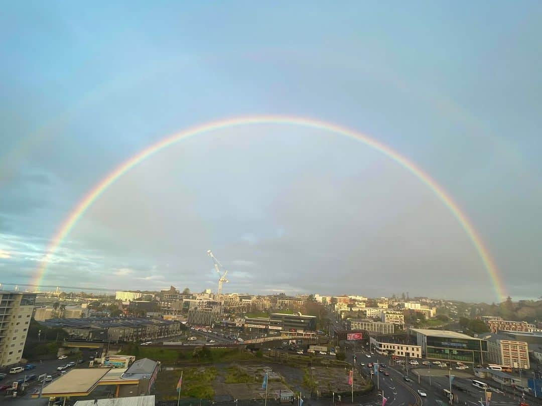 中島早貴のインスタグラム：「Such a beautiful double rainbow🌈  #語学留学生 #アウトプット日記 #NewZealand」