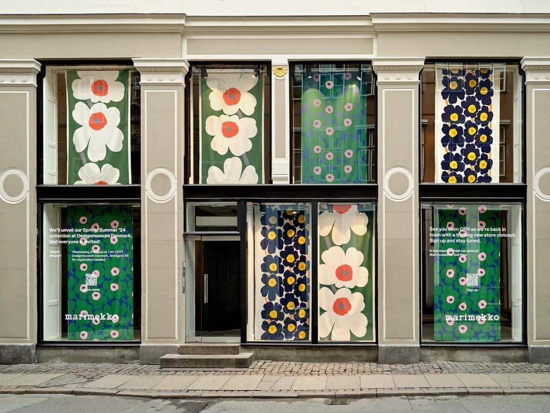マリメッコのインスタグラム：「Coming soon: our new flagship store in Copenhagen! ❤️  Join our community and sign up for our newsletter to be the first to know when we open at Pilestraede 29 this fall. Link in bio.  Fancy shopping with us before the new flagship opens? You can find us at @illumcph and marimekko.com.   See you soon! 👋  #marimekko #copenhagen」