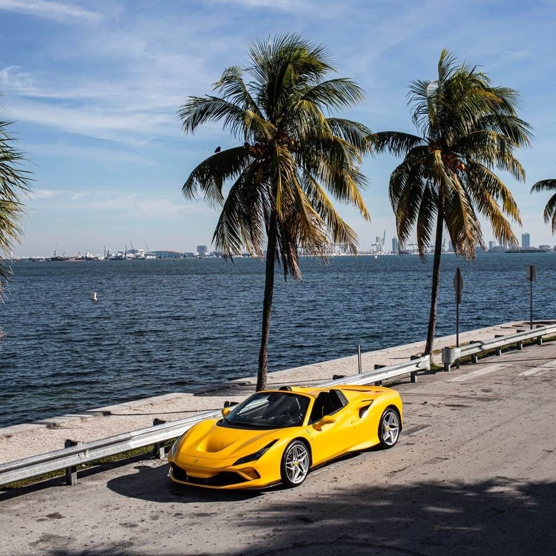 Ferrari Japanのインスタグラム：「FERRARI VACATION マイアミのビーチラインで風になる。 スポーティかつエレガントな体躯を纏う#FerrariF8Spider  V8が奏でる官能サウンドを風にのせて愉しむ、究極の快楽。   楽しもう フェラーリのあるスタイルを。  #Ferrari #LuxuryLifestyle #LuxuryCars #CarLifestyle #Ferraristi #carstagram #DrivingFerrari #Miami #FerrariF8Spider #フェラーリ #ラグジュアリーカー」