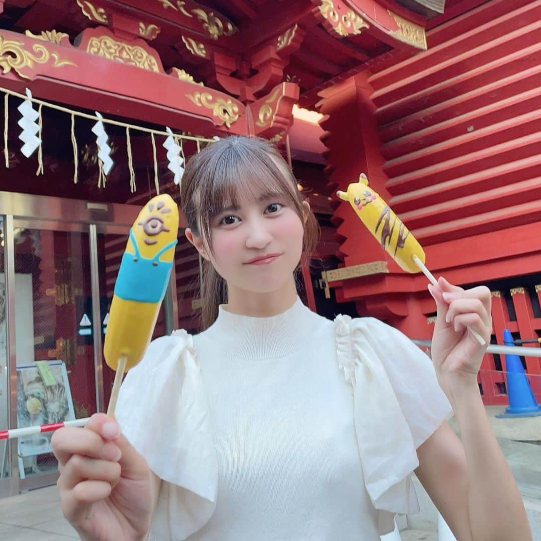 金澤有希さんのインスタグラム写真 - (金澤有希Instagram)「#神田明神祭り  最高に楽しかった🍧  チョコバナナ可愛すぎた💛  夏さいこ〜〜〜！！！  #神田明神 #夏祭り #祭り #屋台 #チョコバナナ #ピカチュウ #ミニオン #夏 #御茶ノ水 #神田」8月12日 19時02分 - yuuki_kanazawa0501