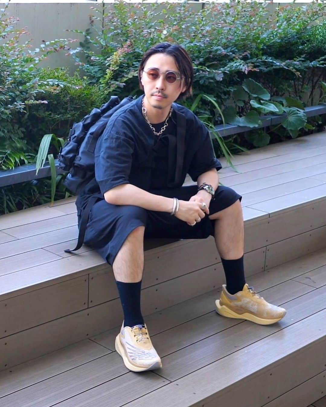 なかむのインスタグラム：「STONE ISLAND × New Balance 調子いいです。  #stoneisland #acronym #newbalance #bagjack #fashion」