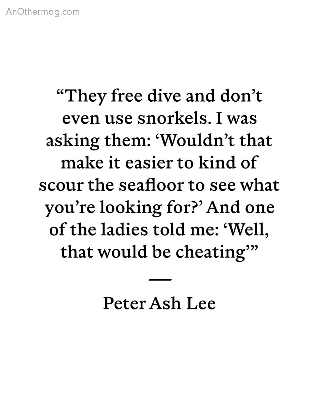 AnOther Magazineさんのインスタグラム写真 - (AnOther MagazineInstagram)「In his debut book The Last Mermaid, New York-based fashion photographer @peterashlee turns his lens on a waning community of female divers called the Haenyo 🐙⁠ ⁠ Most of the women, who are between 60 and 80 years old, spend hours in the open sea scouring for sea urchin, turban conch, sea cucumbers and octopi without any modern diving equipment. "On Jeju Island, for generations, it has been a semi-matriarchal society," the Ash Lee tells @_emmarusselll. "The Jeju women are notorious for being the strongest and Ko Ryou Jin would make these jokes like, ‘You know, the Seoul men can’t handle us because we’re too strong.’" ⁠ ⁠ Read about the series in the photographer's own words at the link in bio 📲⁠ ⁠ 📸 The Last Mermaid by @peterashlee⁠」8月13日 1時07分 - anothermagazine