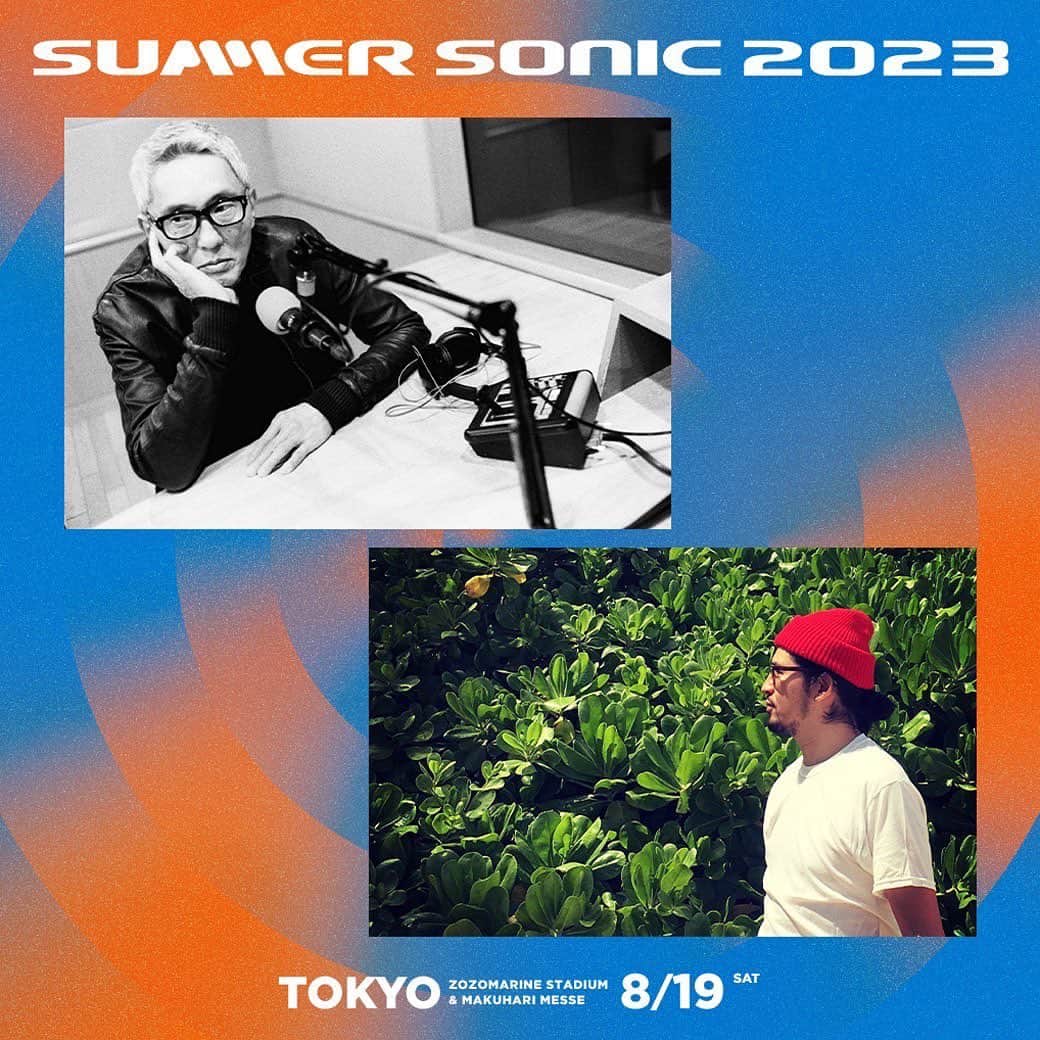 サイトウジュンのインスタグラム：「【お知らせ】 SUMMER SONIC 2023 8/19 Sat. at BEACH STAGE "so sad so happy" curated by Gen Hoshino 15:35 - On Stage @summersonic_official @iamgenhoshino  サマソニ！なんと時を越えて！星野源くんのキュレーションステージにDJで出演しまーす！（松重さんもいる！）  嬉しい再会、新たな出会い。源くん、素敵な機会をどうもありがとう。遊びに来られる皆さまどうぞよろしくお願いしまーす！！お久しぶりです！そして、はじめまして！！😎🤙⛱️🌴  15:35 - BEACH STAGEです！！」
