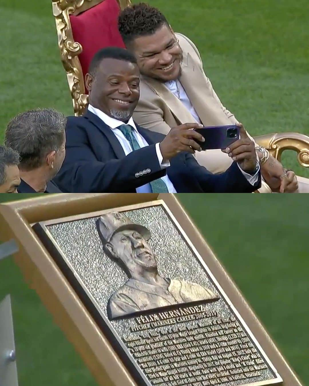 フェリックス・ヘルナンデスのインスタグラム：「A salute to King Felix 🫡👑  The @mariners inducted Felix Hernandez into the team’s Hall of Fame tonight!」