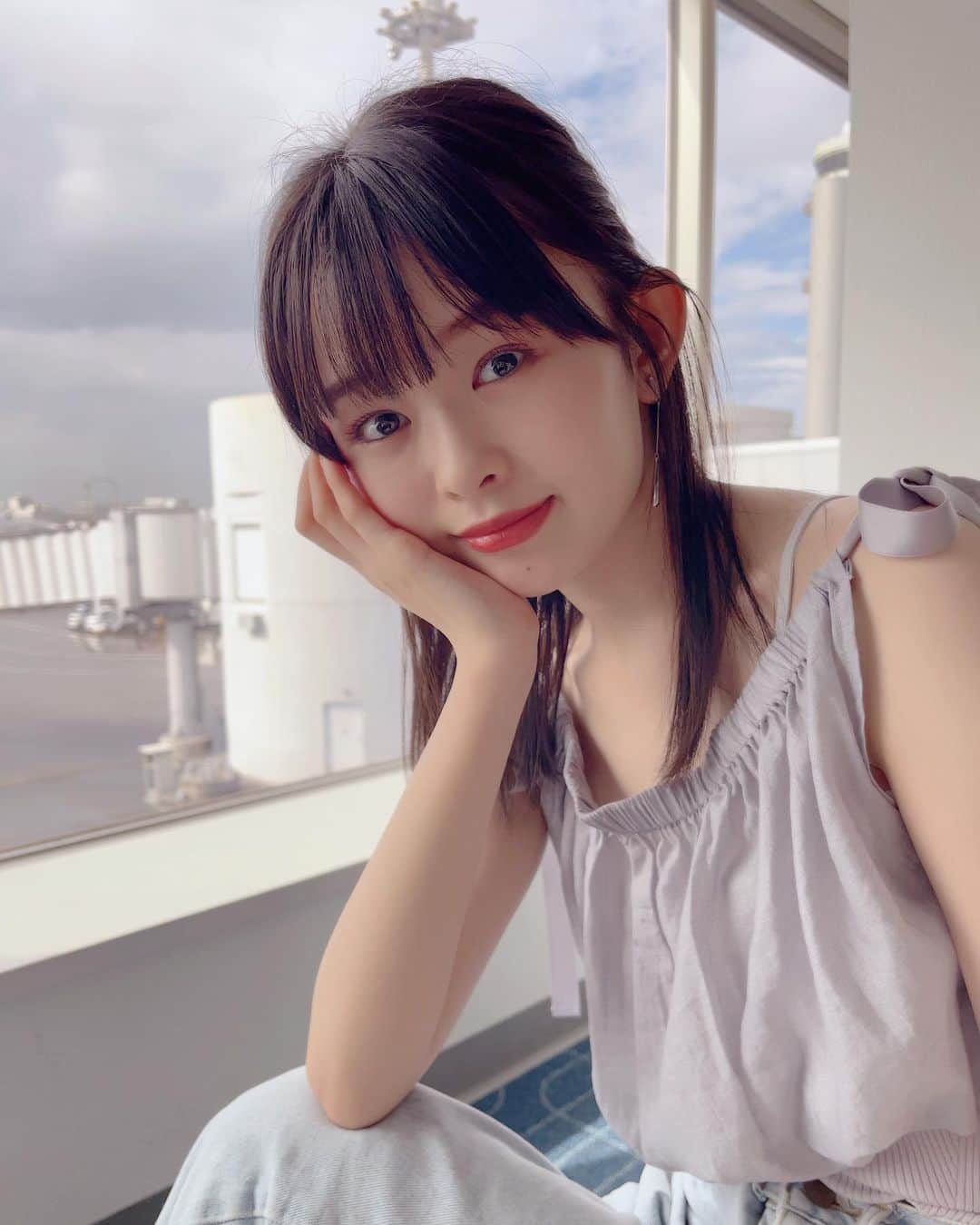のインスタグラム：「・ #のんくるーる お気に入りのトップス♡♡  #ljk#jk3#fyp#Japan#girl#高校生#05#夏#summer #夏コーデ#私服#fashion#リリーブラウン#lilybrown #トップス#ガーリー#ガーリーコーデ#デニム」