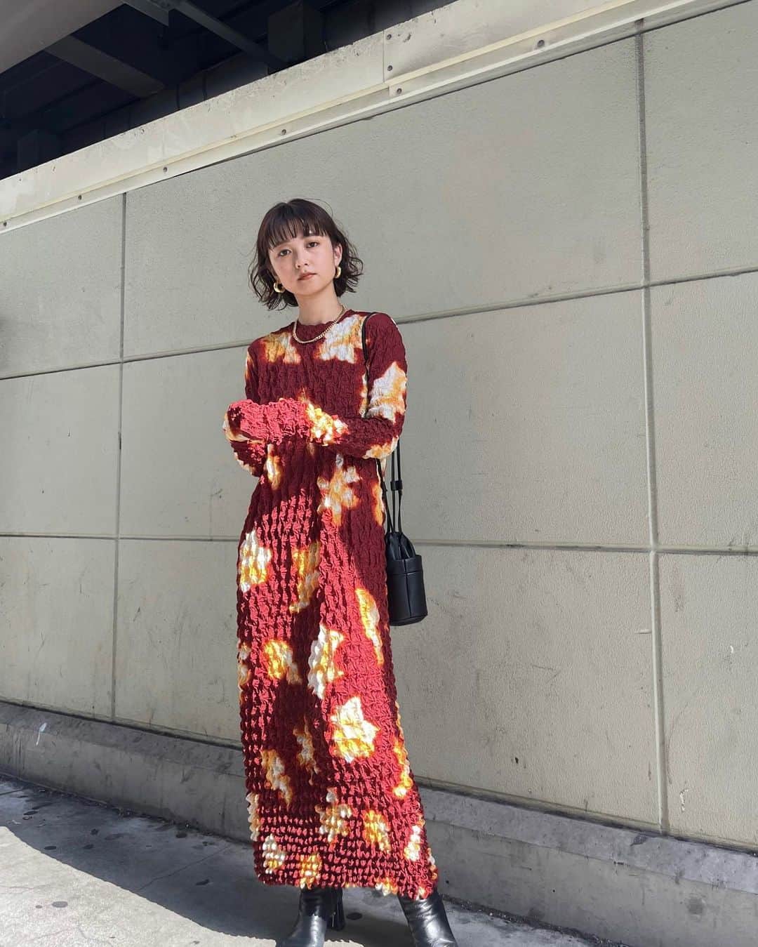 AMERI】MIA VINTAGE 鈍い FLOWER DRESS イエローSサイズ