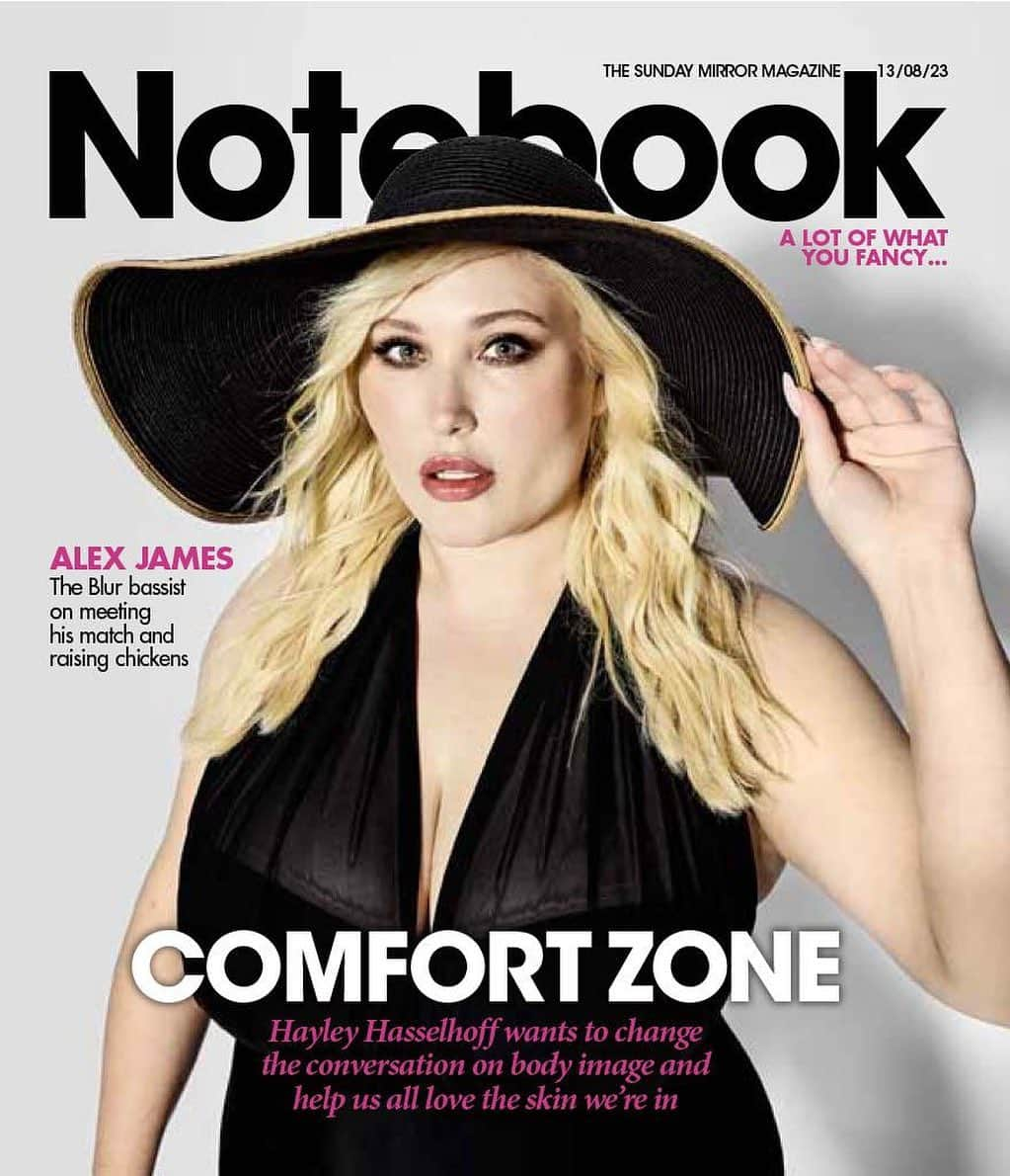 ヘイリー・ハッセルホフのインスタグラム：「“We forget so often that our bodies are actually our home and our vessel. They’re what keeps us alive. We think so much more about the outside perception of what they look like, rather than what they give us.”   be sure to stop by your local newsstand today. thank you Notebook for continuing to celebrate the beauty in you! head over to my stories to see all covers and editorials that dropped today @ok_mag x   3 Covers 1 Day  •Notebook Magazine is free inside Sunday’s @dailymirror Newspaper •SMag out with Sunday Express Newspaper  •Love Sunday out with Sunday People Newspaper  🖤Dream Team🖤 Style Director @michellemdarlow Photographer @davidvenni  HMU @svenbayerbach @hannahdaviesmakeup Stylist @lauren_ggrafton」