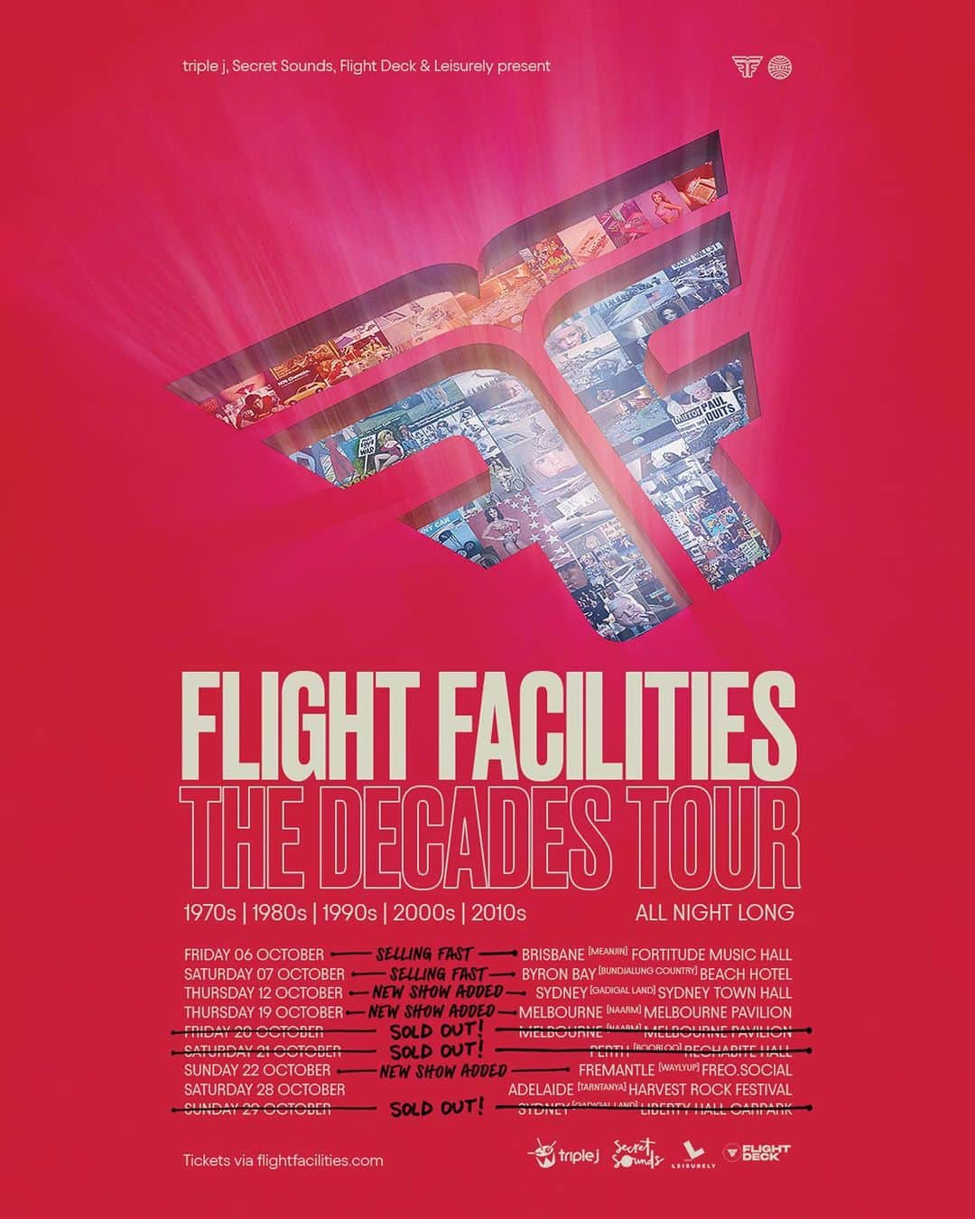 Flight Facilitiesのインスタグラム：「⚠️ ⚠️  Our team have been working over the weekend and been able to lock in more shows  12 Oct - Sydney Town Hall 19 Oct - Melbourne Pavilion 22 Oct - Freo.Social  Tickets on sale now」