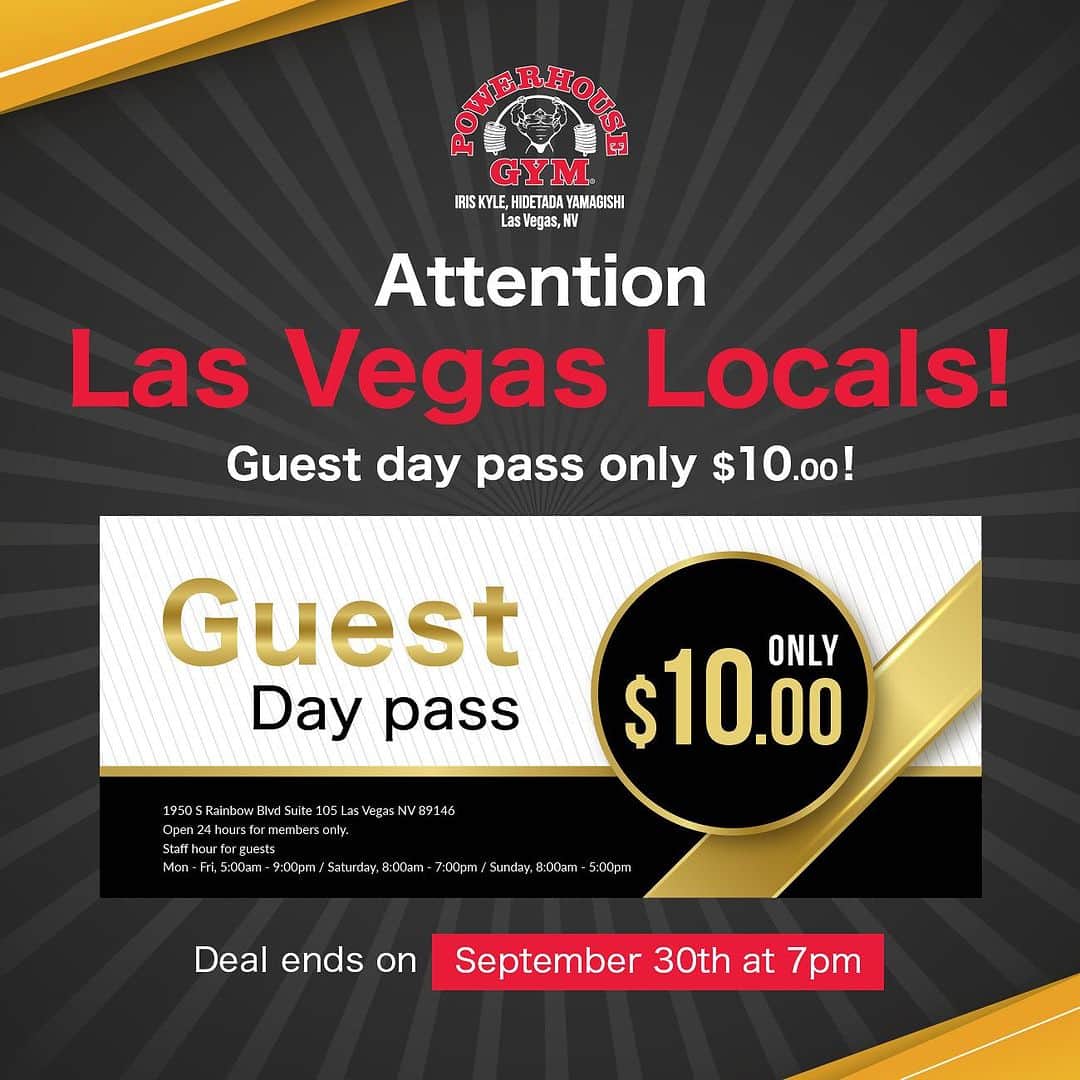 Hidetada Yamagishiさんのインスタグラム写真 - (Hidetada YamagishiInstagram)「🌟 Calling all Las Vegas locals! 🌟 Discover the ultimate fitness experience at Powerhouse Gym. 🏋️‍♀️ Get your exclusive Guest Pass for just $10 and unlock access to our state-of-the-art equipment, welcoming atmosphere, and friendly community. 🤝  Join us at  1950 S Rainbow Blvd Suite 105, Las Vegas NV 89146. 📞 Call 702-444-4018 for more info.  Don't miss out!  Open Mon-Fri 5am-9pm, Sat 8am-7pm,  Sun 8am-5pm. 💪   #LasVegasLocals #PowerhouseGym #FitnessCommunity」8月14日 14時04分 - hideyamagishi