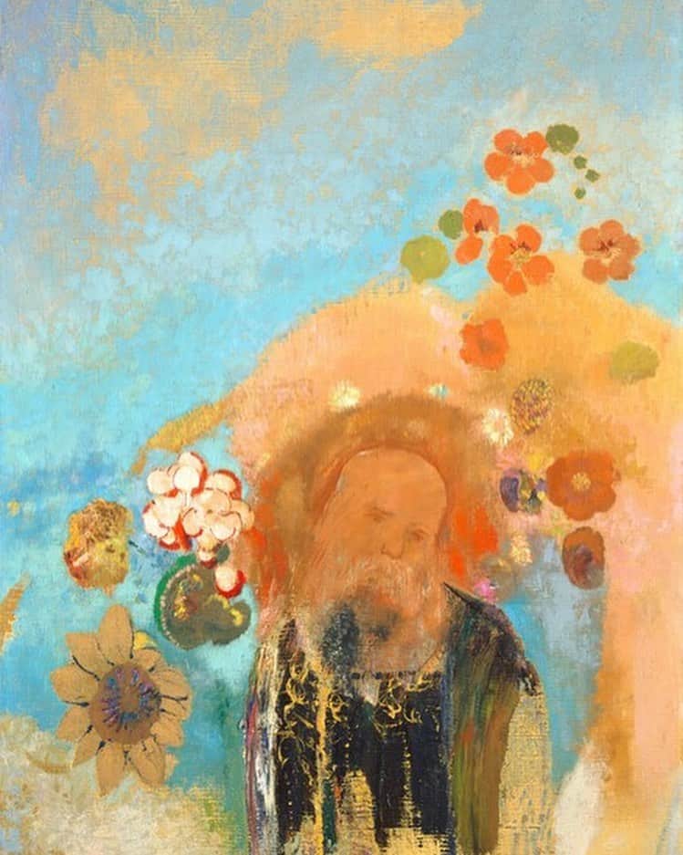 宮城夏鈴のインスタグラム：「Inspo🌼  Odilon Redon   1.Evocation on Roussel （1912）  2.Flowers （1905）  3.Muse of Pegasas ペガサスに乗るミューズ　（1907-1910）  4.Vase of Flowers （1906）」