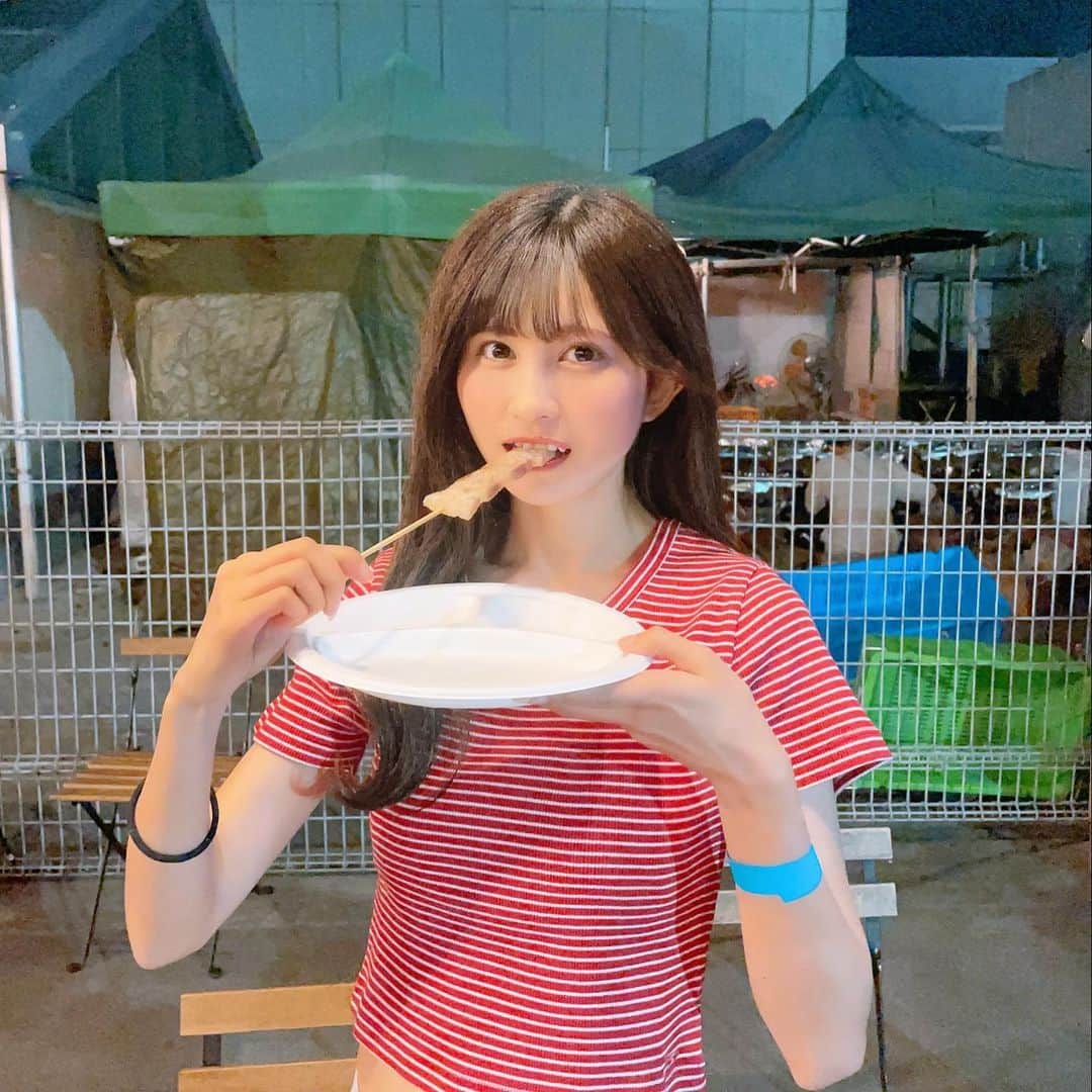 金澤有希のインスタグラム：「豚串が1番です🫶🏻  #bbq #夏 #焼肉 #豚串」
