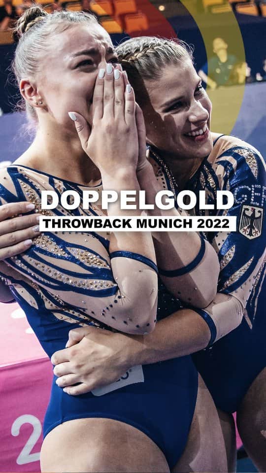 エリザベト・ザイツのインスタグラム：「Vor genau einem Jahr krönen sich @seitzeli und @emma_malewski zu EUROPAMEISTERINNEN am Barren und Balken. 😍🥇 ______ #itsmyturn #turnteamdeutschland #turnen #gymnastics #munich22」