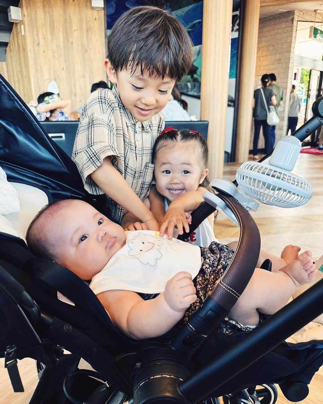 宮城舞さんのインスタグラム写真 - (宮城舞Instagram)「我らの夏👩🏻👦🏽👧🏻🌻  1枚目 かき氷越しに盛れてるぷにゅ子♡  2枚目 扇風機の使い方マスターした瞬間のぷにゅ子♡  3枚目 にーにはまだまだ2ショ撮ってくれて嬉しい母☺️ 全く盛れてないけど☺️  4枚目 いとこ同士の愛くるしい絡み👦🏽👧🏻👶🏻  5枚目 暑すぎて南国みたいな格好しかできない母🤦🏻‍♀️  6枚目 2人目とかもう飴もチョコも 早めにデビューになっちまう説。 そんで、最後まで食べないくせに チュッパチャップス求めてくるのやめなー🤷🏻‍♀️🍭  子供達ともっともっと 色んなところ出かけたい♡ 疲れるけど♡ 子供達の楽しい顔見てると 本当に幸せ♡ 毎日キレてるけど♡」8月14日 23時47分 - mai_miyagi