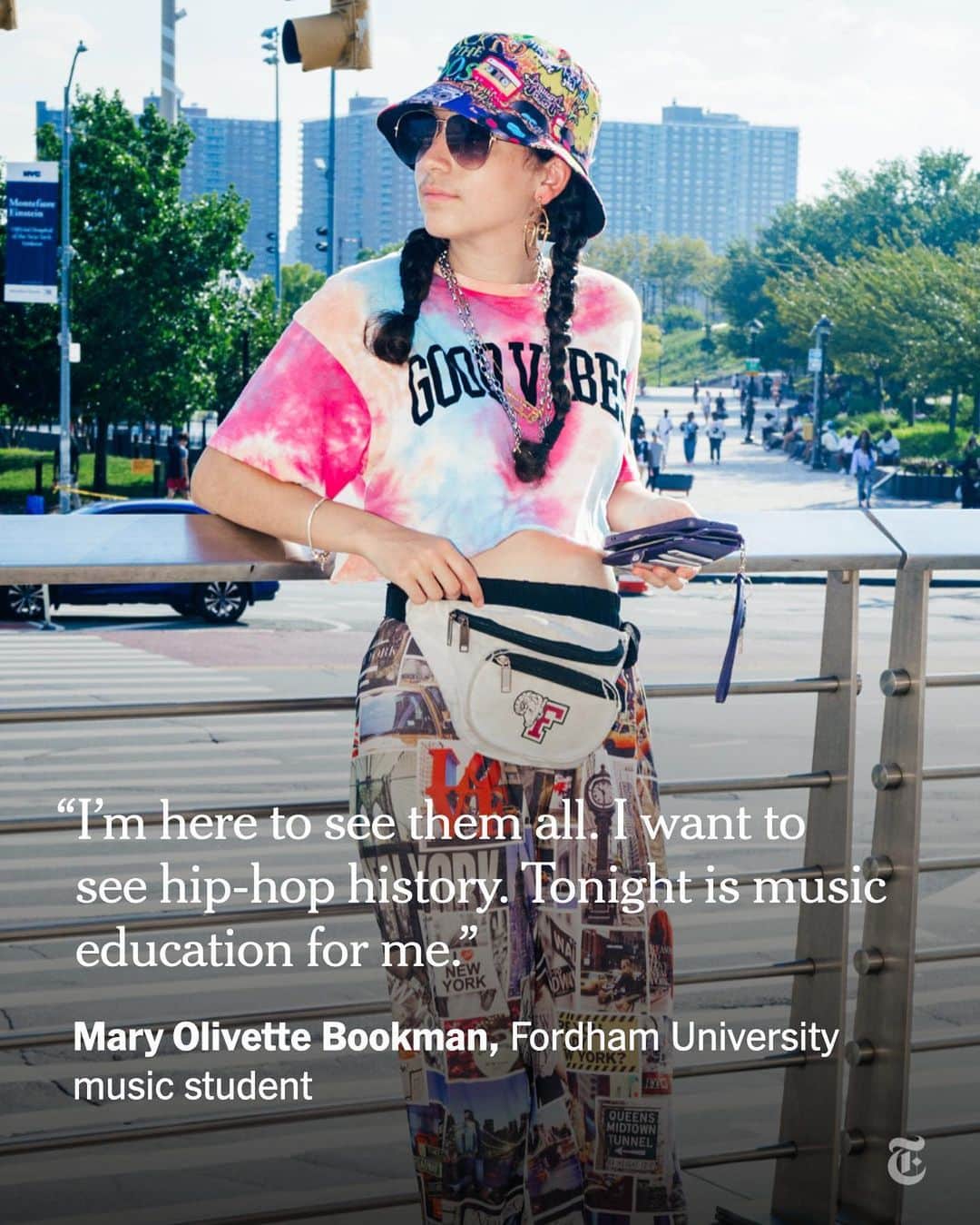 New York Times Fashionさんのインスタグラム写真 - (New York Times FashionInstagram)「The start of hip-hop dates to Aug. 11, 1973, when DJ Kool Herc created continuous break-beats by working two turntables during a party in a rec room at 1520 Sedgwick Ave in the Bronx. On Friday night, exactly 50 years later, a concert was held at Yankee Stadium — roughly a mile and a half from hip-hop’s birthplace — to honor the occasion, featuring Run-DMC, Slick Rick, Ice Cube, Snoop Dogg, Lil’ Kim and Nas. DJ Kool Herc, 68, also appeared onstage to accept an award.  Before the show, which was billed as “Hip Hop 50 Live,” the scene outside the stadium was heavy with fans of the sounds from the ’70s, ’80s and ’90s. Middle-aged couples on date nights arrived wearing matching Adidas track suits. A man strolled the promenade carrying a boombox and wearing a Kangol hat. Hawkers sold pins with pictures of Biz Markie and The Notorious B.I.G.  In interviews with The New York Times, attendees reflected on hip-hop’s 50th. Some recalled witnessing the park jams and parties that defined the genre’s beginnings. Tap the link in our bio to read more reflections on hip-hop and to see more looks from outside the show. Photos by @poupayphoto」8月15日 1時42分 - nytstyle