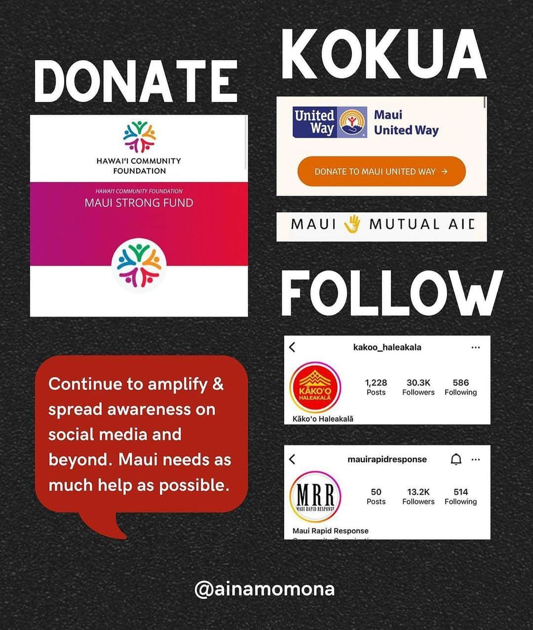 メーガン・トレイナーさんのインスタグラム写真 - (メーガン・トレイナーInstagram)「Maui needs us more than ever🙏 @ainamomona outlines some actions that we can take today to help this community❤️  For updates, please follow: @ilimanator  @tiare_lawrence  @kakoo_haleakala   To donate:  @hawaiicommunityfoundation  @mauiunitedway  @mauirapidresponse  @hawaiiancouncil  @hawaiipeoplesfund  @baby2baby」8月15日 5時17分 - meghantrainor