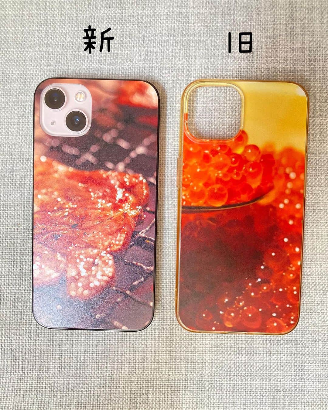石田燿子のインスタグラム：「スマホケース変えました🥩 歴代のケースにも登場してもらいました ハンバーガーの前に一回ステーキがあったので（あまりに汚れて捨てちゃった） また初心に戻ったかんじです。  大好きなひとたちと美味しいお肉たべたいなー❗️ #スマホケース #食べ物シリーズ」