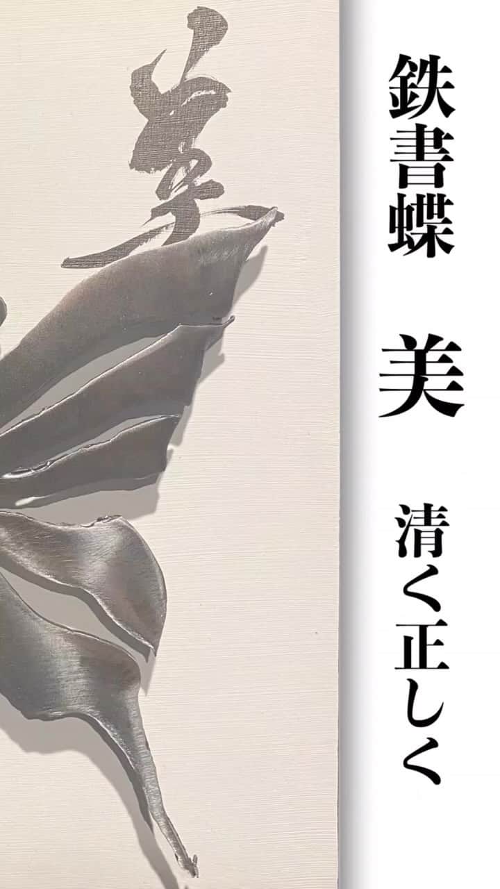 原愛梨のインスタグラム：「“鉄書蝶 美 - 清く正しく”  鉄を自身で切って製作 「美」の文字で蝶を書いています あなたの心が美しさを忘れないように  “Steel Letter Butterfly Beautiful - Pure and Right” I made this by cutting iron. It is both a Japanese character and a butterfly. May your hearts never forget the beauty.  #原愛梨 #書道 #書道アート #Airihara #arts #calligraphy #contemporaryart #japanart #artlovers #fineart」