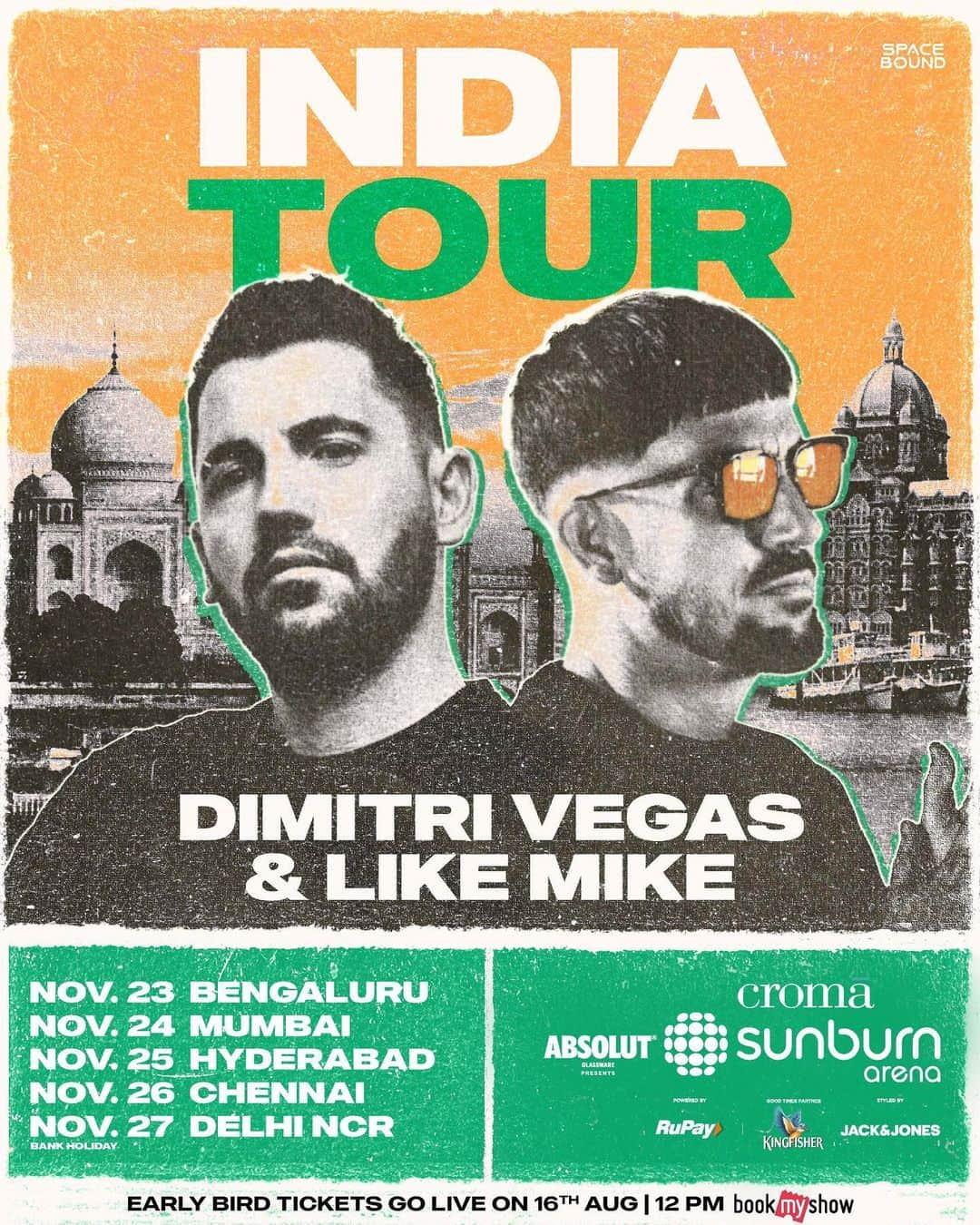 Dimitri Vegas & Like Mikeのインスタグラム：「Sending y’all lots of love this Independence Day with the MASSIVE announcement of the season! ❤️🇮🇳  Returning to India, The legendary @dimitrivegasandlikemike 💃🏻 Brace yourself for mind-blowing visuals, heart-pounding drops, and an atmosphere charged with epic energy⚡️ The madness starts this November! 😍 Limited Early Bird tickets go live on 16th August at 12 noon IST only on @bookmyshowin  . . .  Don’t forget to vote for them for DJ mag (Link in bio)  #SunburnArena #CromaSunburn」