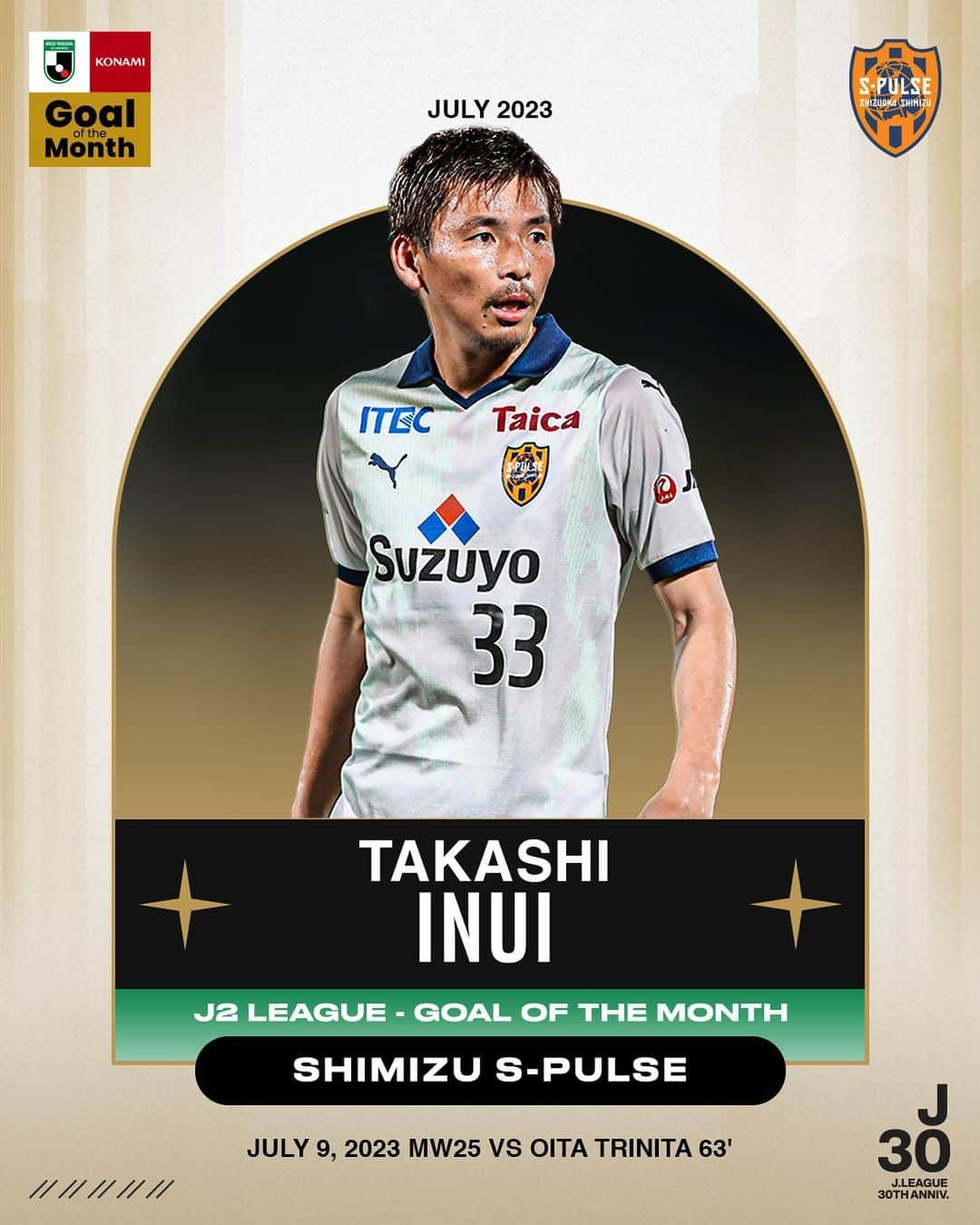 乾貴士さんのインスタグラム写真 - (乾貴士Instagram)「Ken Iwao, Takashi Inui, and Takahiro Kitsui clinched the Konami Goal of the Month awards for July with their incredible strikes. 🙌✨  Swipe to enjoy each stunning goal 👉  #J30 #JLEAGUE」8月15日 19時07分 - takashi.08