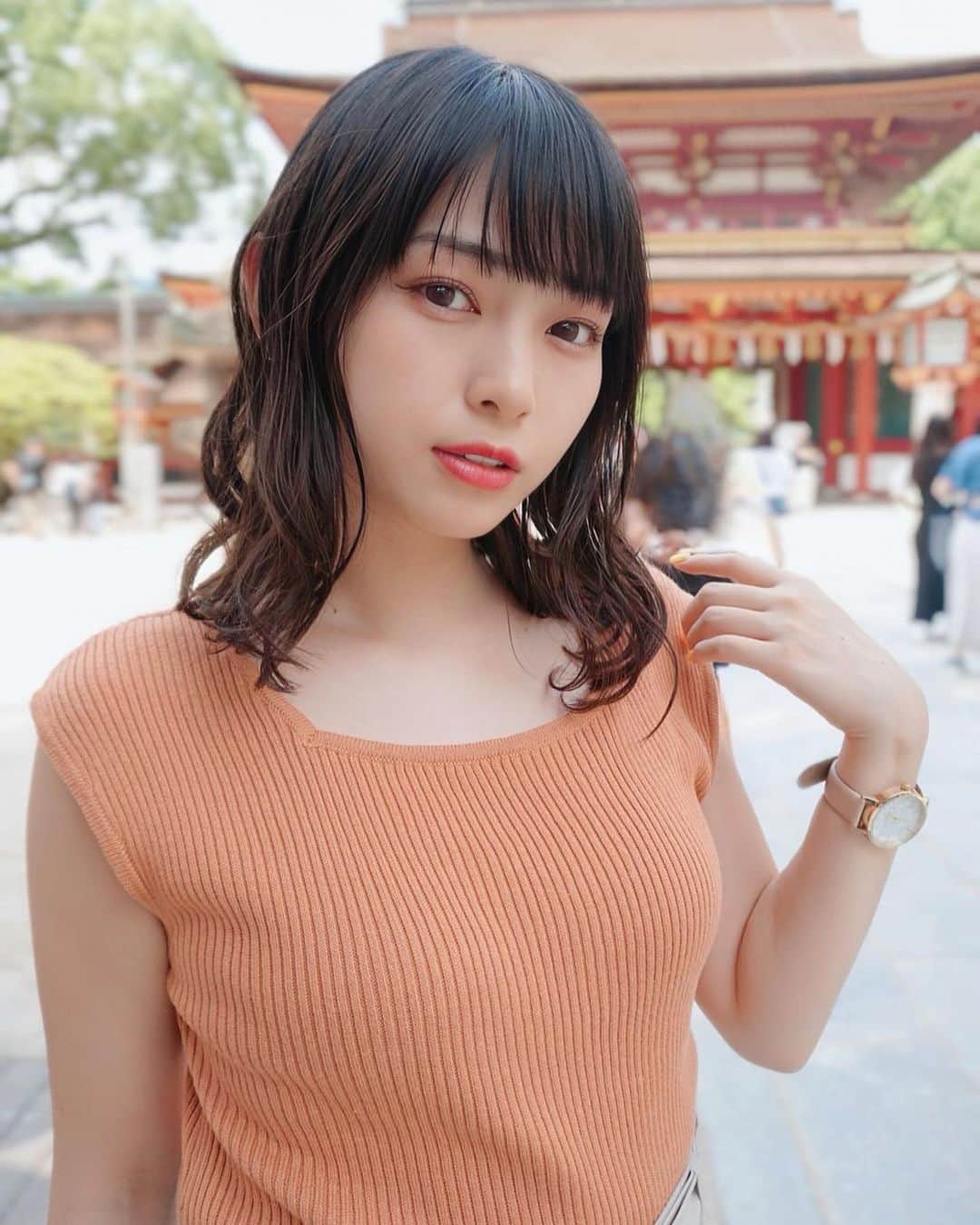 のインスタグラム：「福岡観光〜(๑>◡<๑)🧡🧡 本当に充実してて楽しかった！！！！  地味に、甘くないタイプの抹茶もあって嬉しかった🍵笑  #滝口ひかり #ゑんら #wyenra #アイドル #idol #福岡 #太宰府天満宮 #ootd #抹茶」