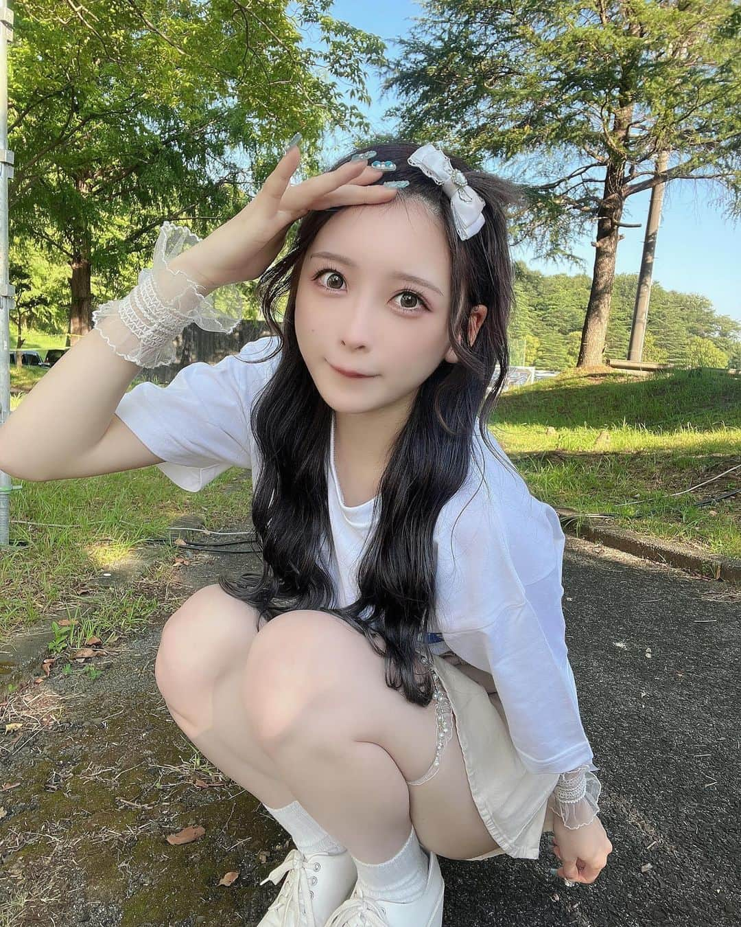 咲真ゆかのインスタグラム：「夏フェス仕様のゆかです デコも猫耳もレアでした₍ ᐢ. ̫ .ᐢ ₎  #selca #selfie #셀카 #셀카그램 #today #ootd #dailylook #instagood #instalike #instafashion #followme #outfit  #98line 　 #夏フェス　 #japanesegirl 　#地下アイドル  #地下アイドル好きな人と繋がりたい #アイドル #推してください #自撮り界隈 #ピープス女子 #ピープス　#自撮り　#自撮り女子 #いいね返し #推してください　#好きなことを仕事に　 #ガーターベルト #脚フェチ #野外フェス」