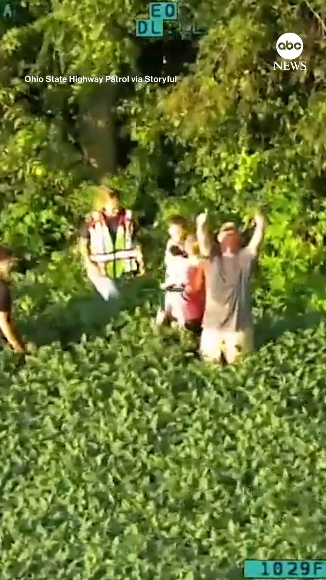 ABC Newsのインスタグラム：「Aerial footage shows the moment a missing 4-year-old was reunited with his family after the young boy was found walking through an open field in Ohio.」