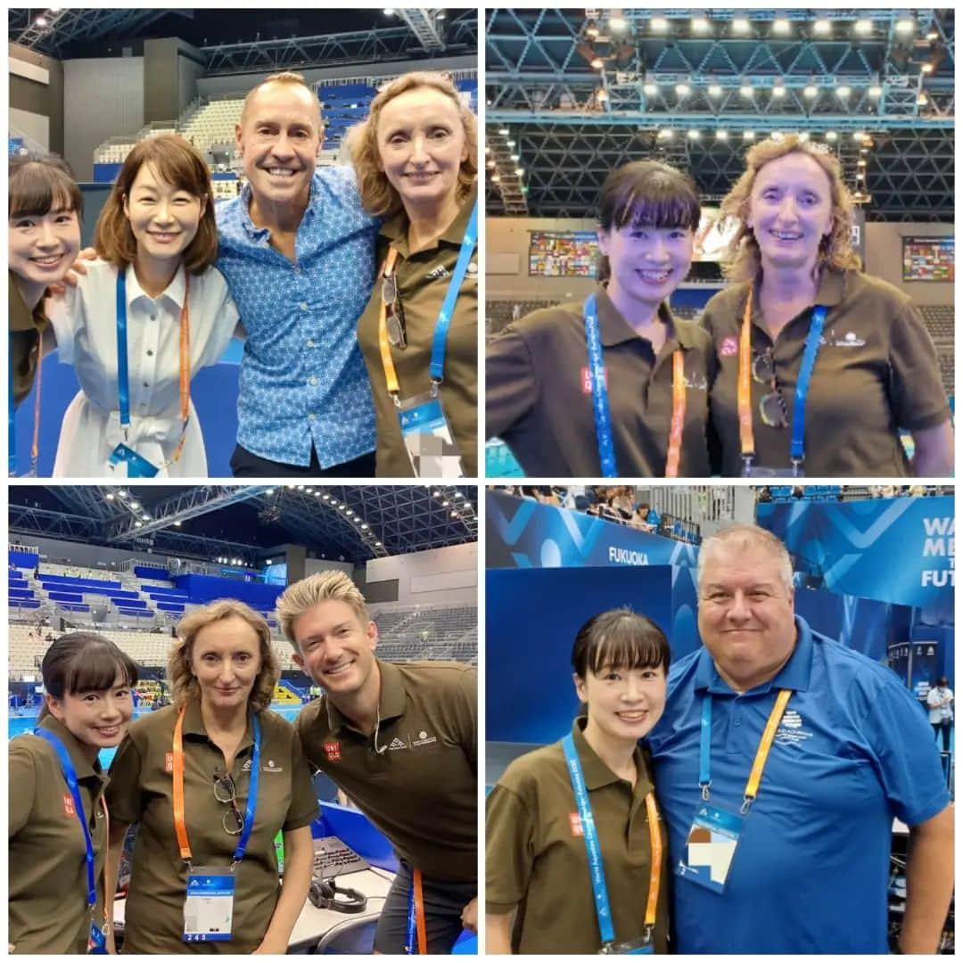 倉林知子のインスタグラム：「Huge thank you for all staffs from around the world, of course atheles, creating such a great event of artistic swimming in World Aquatics Championship 2023 Fukuoka. Gala exhibition was also an amazing one. Photo: -My wonderful co-announcer Helen🇬🇧 -Well-known male artistic swimmer Bill May🇺🇸 -Former Olympian Fumiko Asahara🇯🇵 -Music master Jamie🇨🇦 -Special MC John🇦🇺  Added: I was also announcing at the venue of artistic swimming in World Aquatics Masters Championships in Kagoshima. See:https://www.instagram.com/p/Cv8nNmASc0l/?igshid=MzRlODBiNWFlZA==  世界水泳選手権2023福岡大会、アーティスティックスイミングのスタジアムMCをつとめさせて頂きました。  間近で世界のトップアスリートたちの演技が観られて、世界一誕生の瞬間に何度も立ち会えて幸せでした😌本当に贅沢。 「いちアーティスティックスイミングファン」から「熱烈なアーティスティックスイミングファン」になりました。  スタッフの皆さんにも恵まれて毎日が本当に楽しかったです！既に淋しい。  写真は 英語アナウンサーのヘレン🇬🇧 男性のアーティスティックスイマーの先駆けビル•メイさん🇺🇸 元オリンピックメダリストの浅原史子さん🇯🇵 ミュージックマスターのジェイミー🇨🇦 スペシャルMC•ジョン🇦🇺です。多国籍✨  選手がみんなプールに入ったガラも感動しました。チーム日本の演出が素敵。  追記: 「世界マスターズ水泳選手権大会」でもアーティスティックスイミングの会場でアナウンサーをつとめました。この時は英語アナです→https://www.instagram.com/p/Cv8nNmASc0l/?igshid=MzRlODBiNWFlZA==  #世界水泳 #アーティスティックスイミング #福岡 #スタジアムMC #場内アナウンス #アナウンサー #水泳 #世界 #Fukuoka2023 #AquaFukuoka #worldaquatics #artisticswimming」