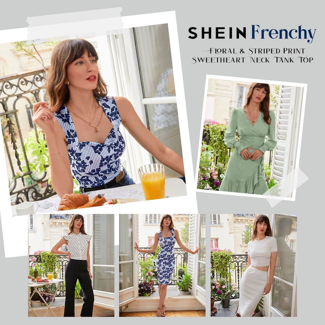 SHEINのインスタグラム：「C'est la vie! 💕 Which SHEIN FRENCHY style is serving très city chic? 👇  🔎19264055 19263964 19168107 19168097 19168096 19167742 19087999 19086637 19086602 19058519  #SHEINfrenchy」