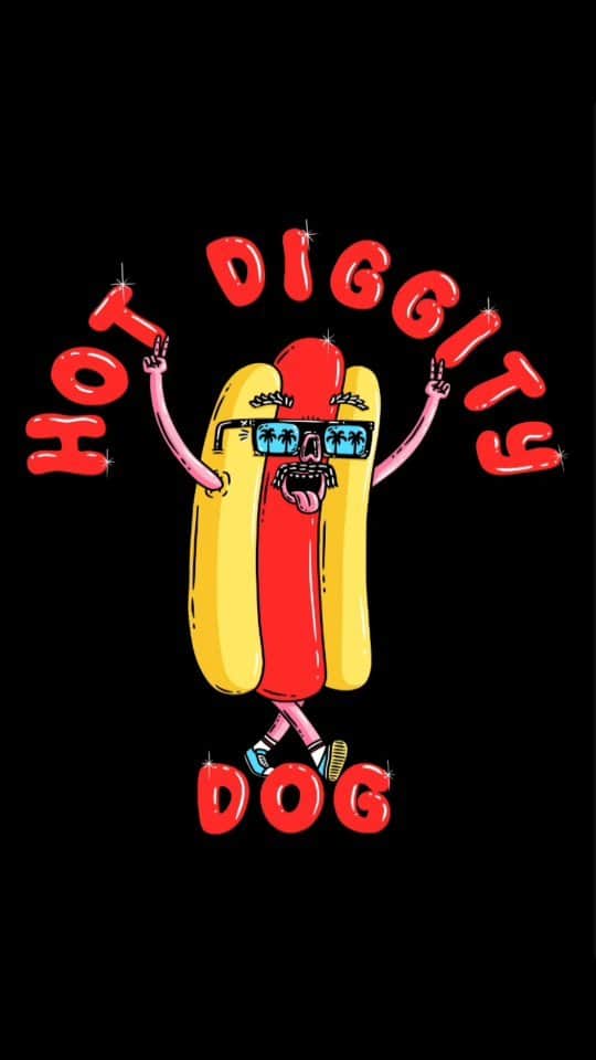 MULGAのインスタグラム：「Hot Diggity Dog design for my collab with @frybabyhats⁣ ⁣ Head over to @frybabyhats to get yours 🧢🌭 ⁣ #mulgatheartist #australianstreetart #australianart #art #digitalart #frybabyhats #hotdogart #hat #hatdesign」