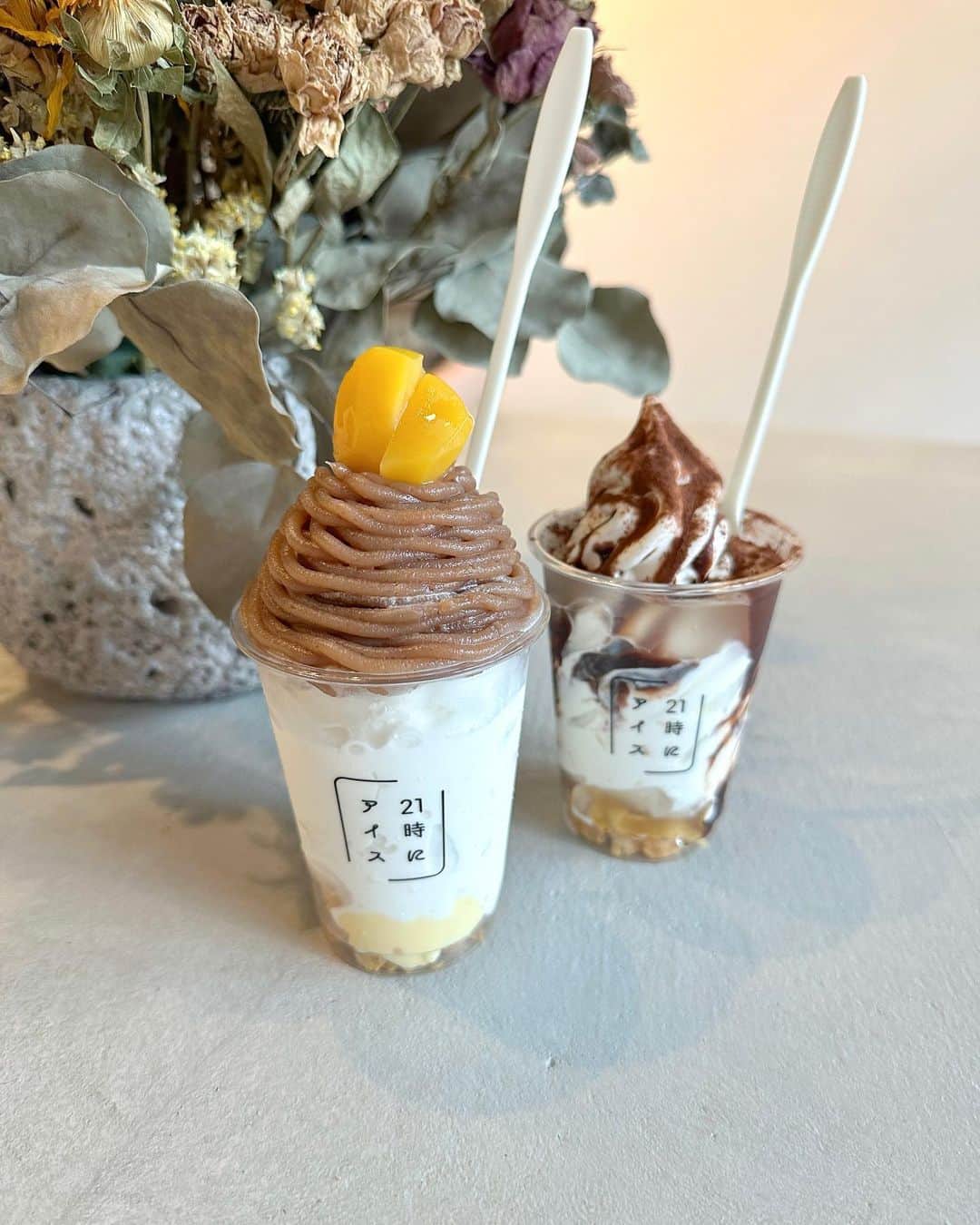 志賀可奈子さんのインスタグラム写真 - (志賀可奈子Instagram)「今月オープンしたての #21時にアイス 🍨  名前は前から知っていたけど、京都にもできるなんて😚  ・栗モンブラン ・チョコわらび餅 をいただきました！  アイスもトッピングもかなり濃厚で🫠♡ サイズも大きすぎないので外食の〆にぴったりです🥄  @21niice_kyoto_kawaramachi」7月23日 20時08分 - kanapan_ya